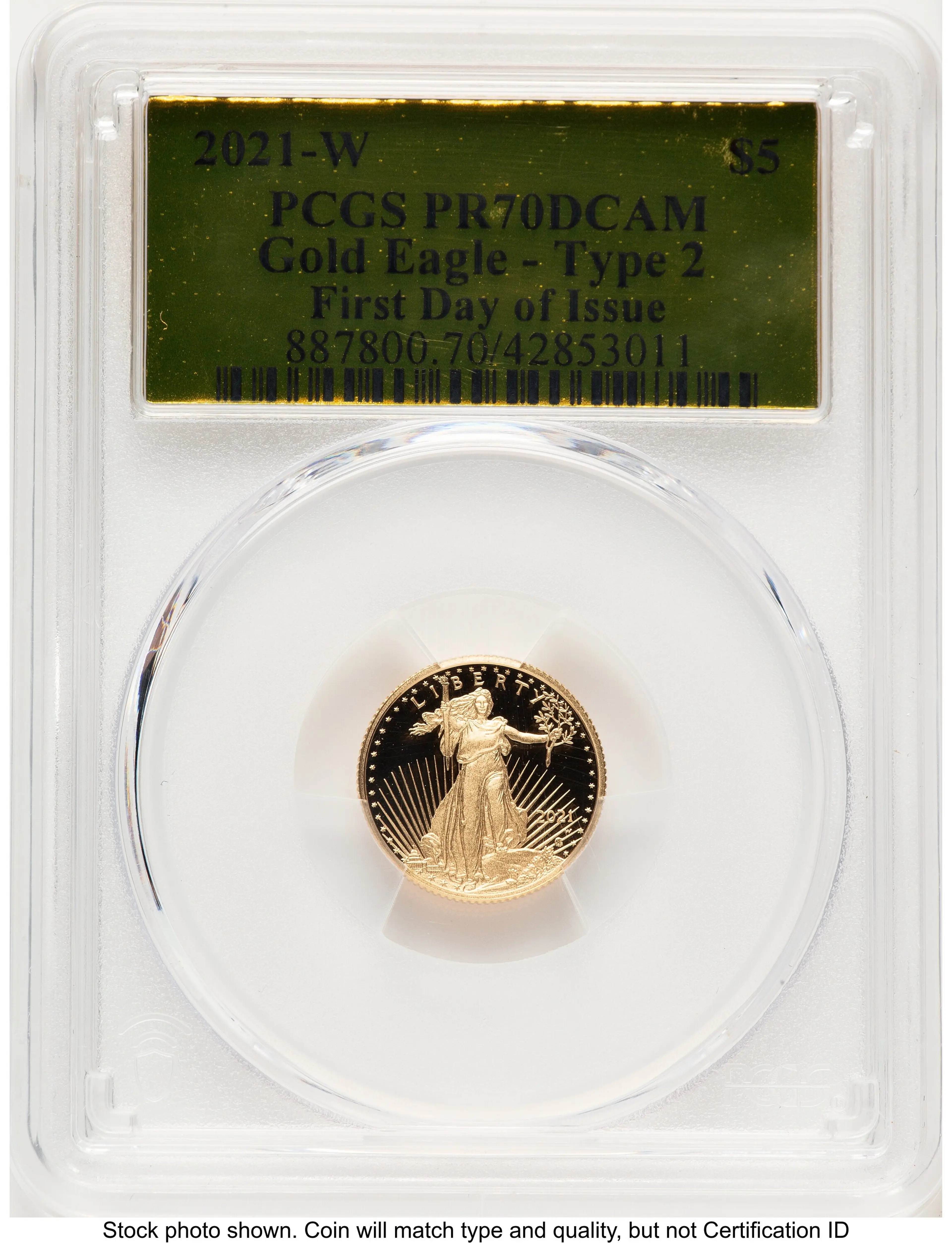 2021-W Type 2 Proof Gold Eagle 1/10 oz FDI