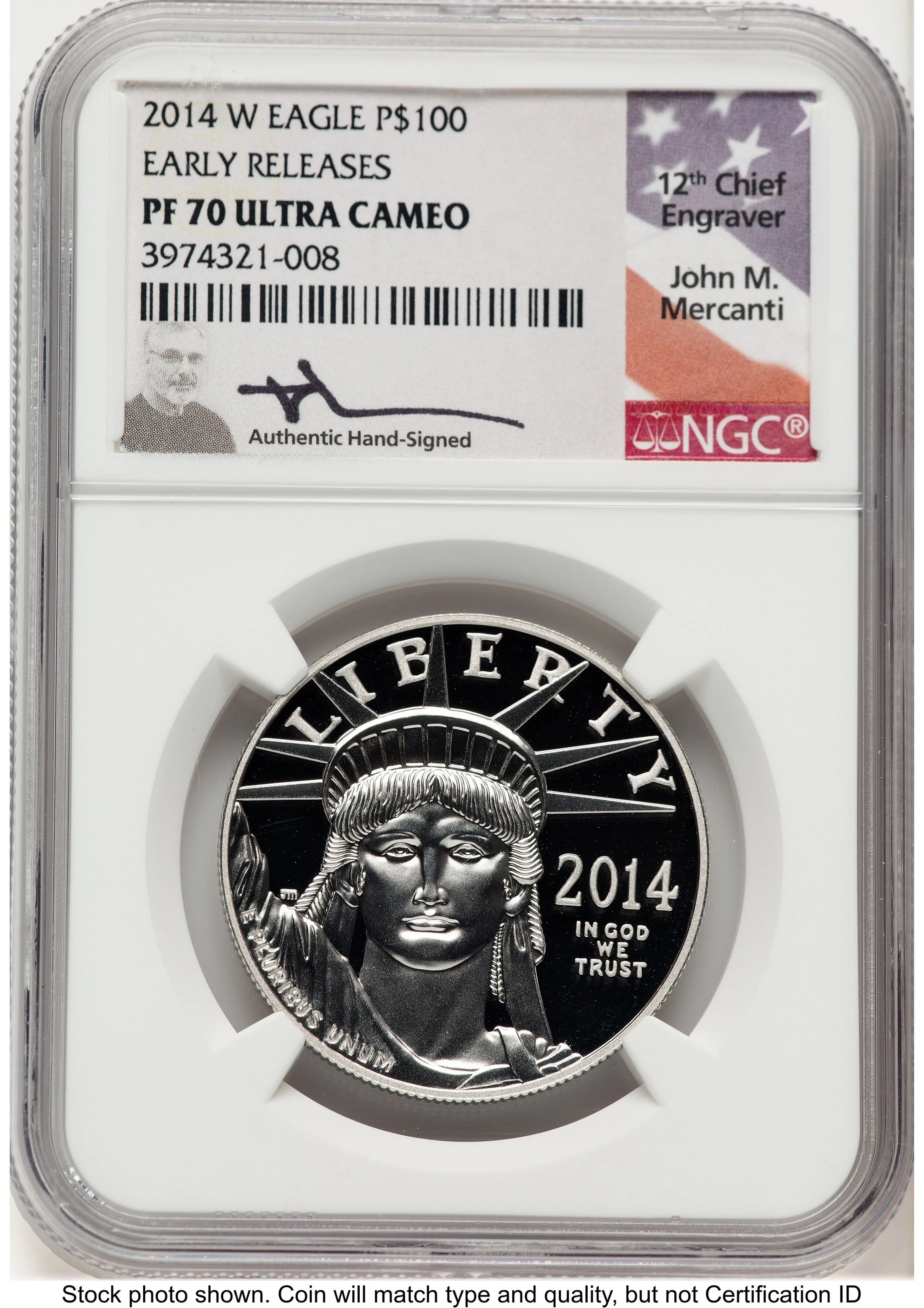 2014-W Proof Platinum Eagle 1 oz ER John Mercanti