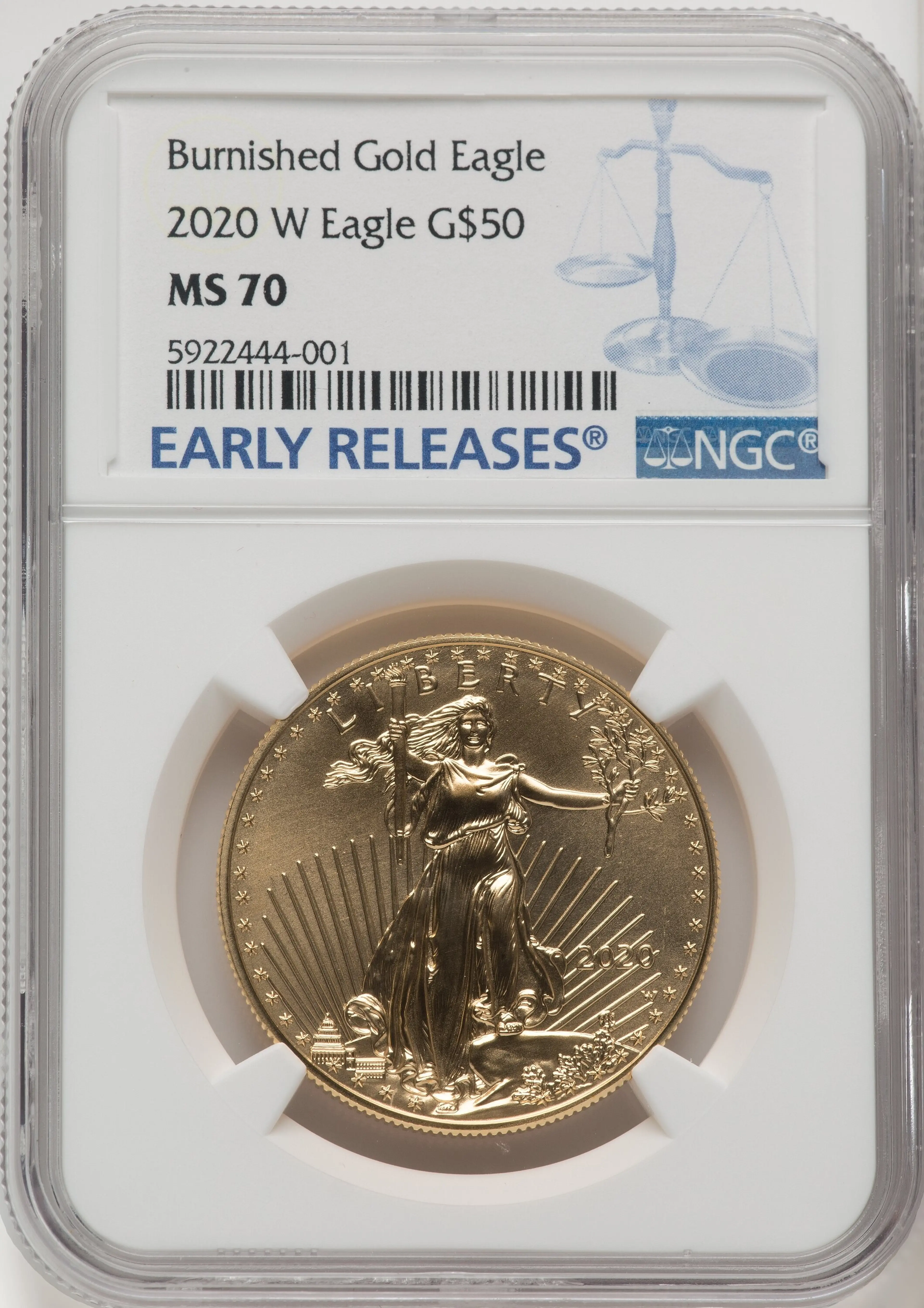 2020-W Burnished Gold Eagle 1 oz ER Blue