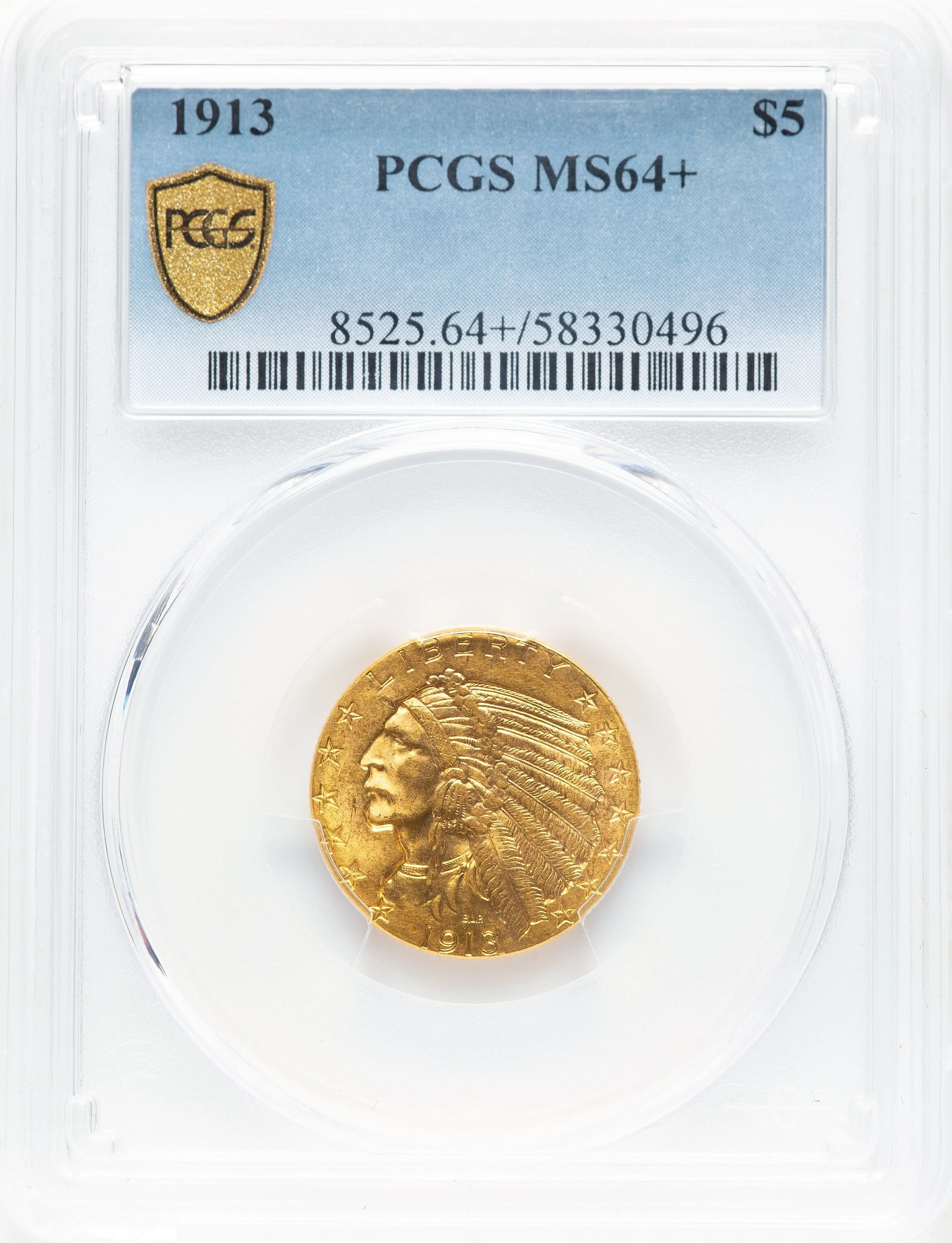 1913 $5PCGS Plus
