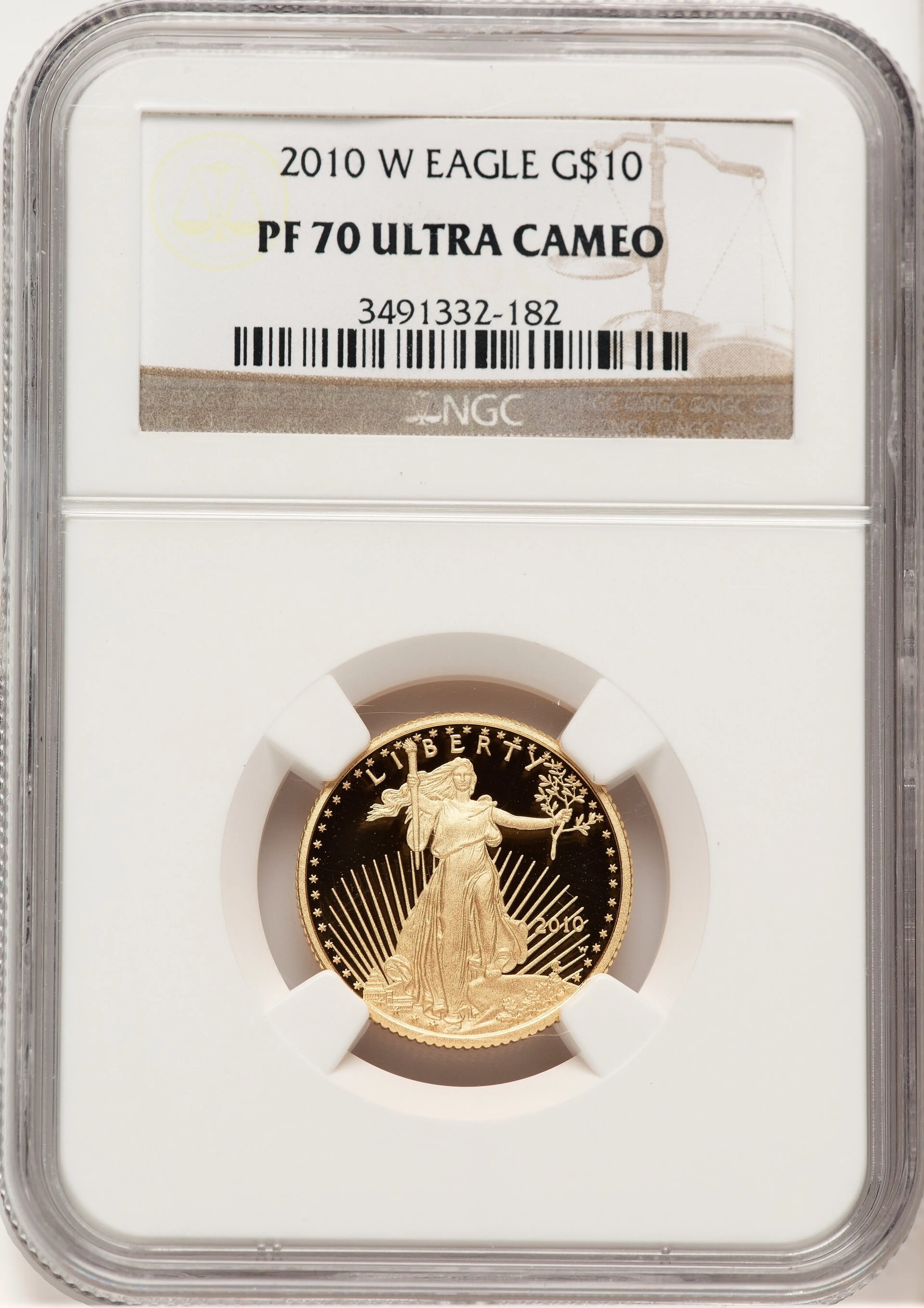 2010-W Proof Gold Eagle 1/4 oz Brown Label