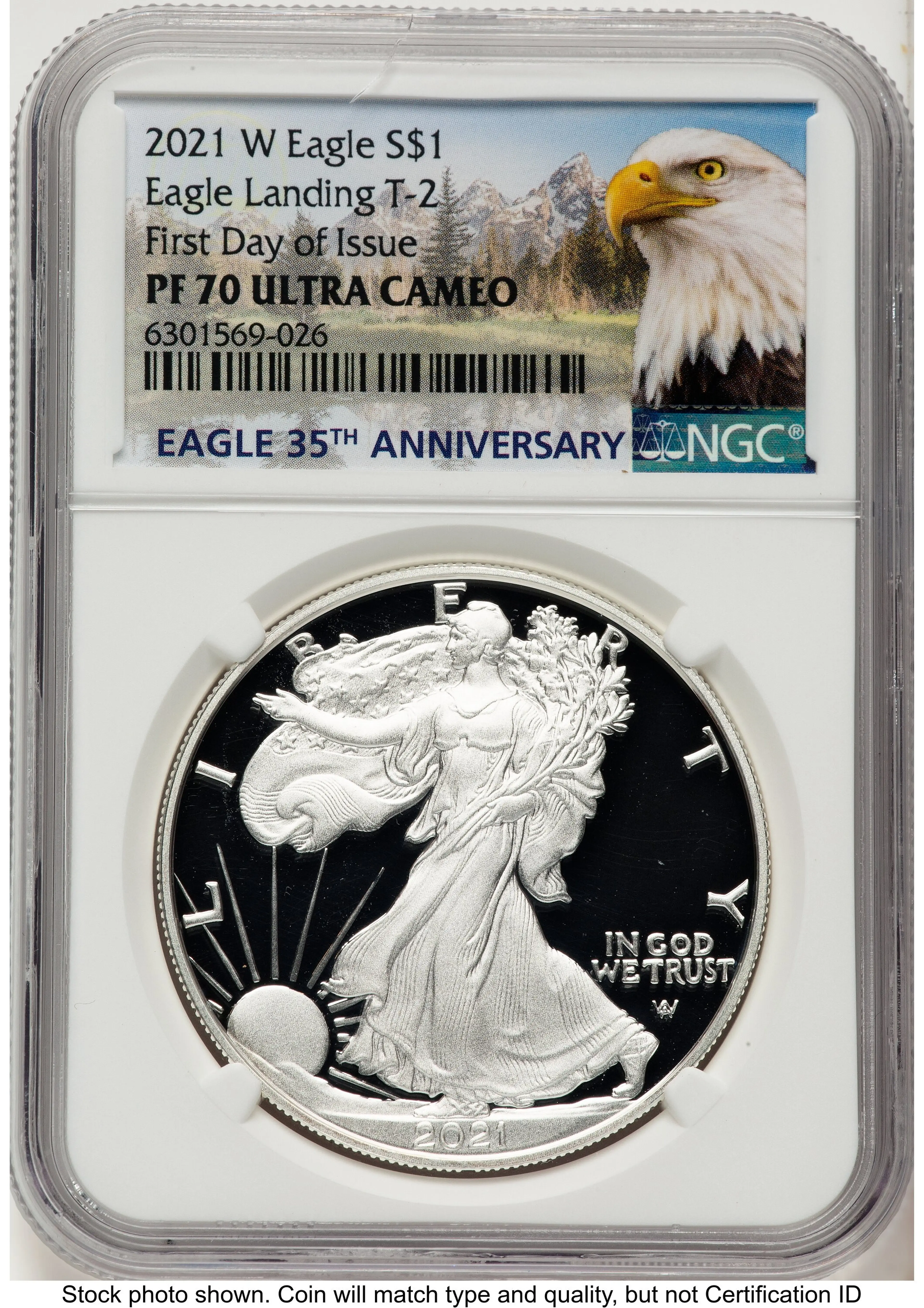 2021-W TY2 Proof Silver Eagle 1 oz FDI Eagle Mountain Label