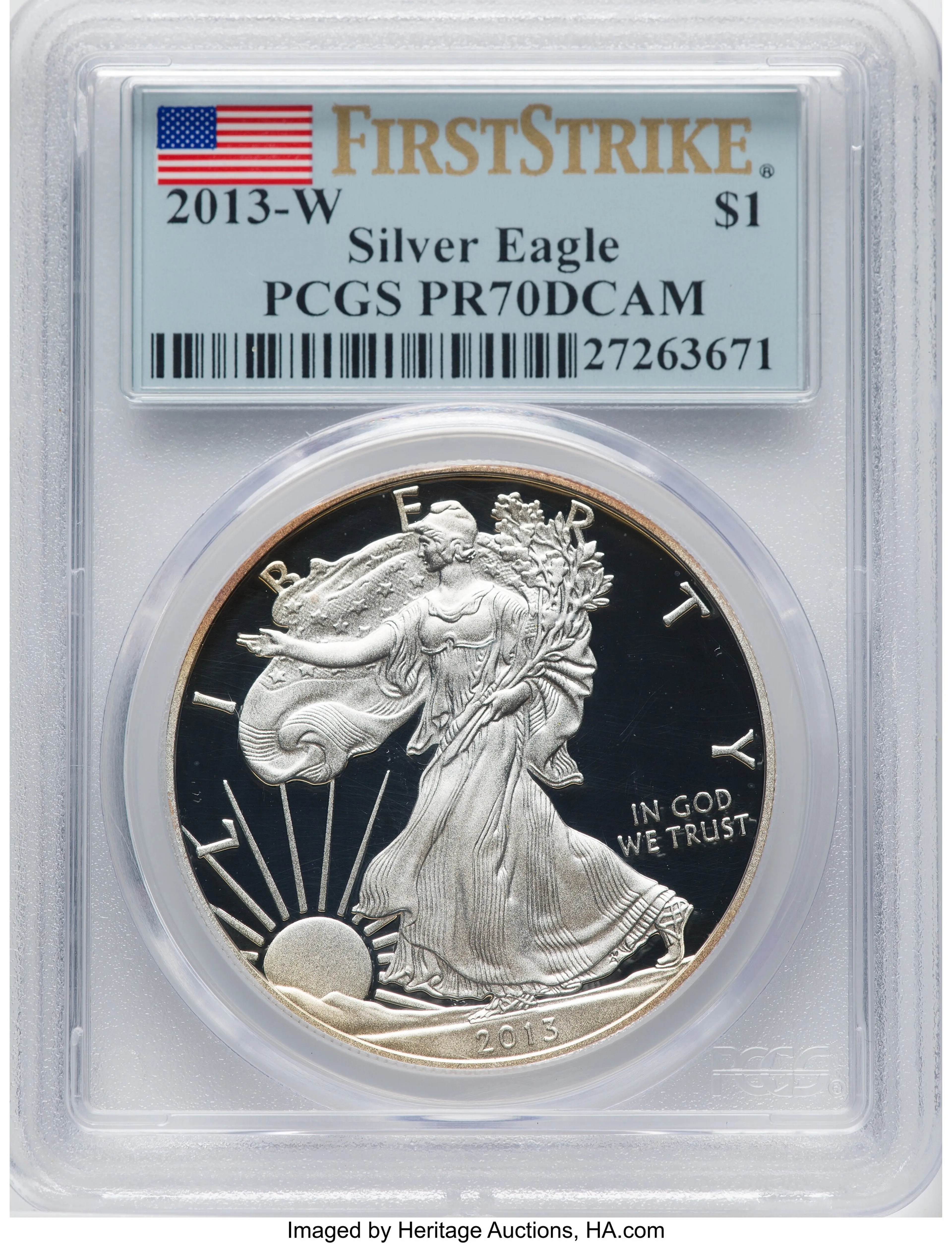 2013-W Proof Silver Eagle 1 oz FS Flag - Image 1