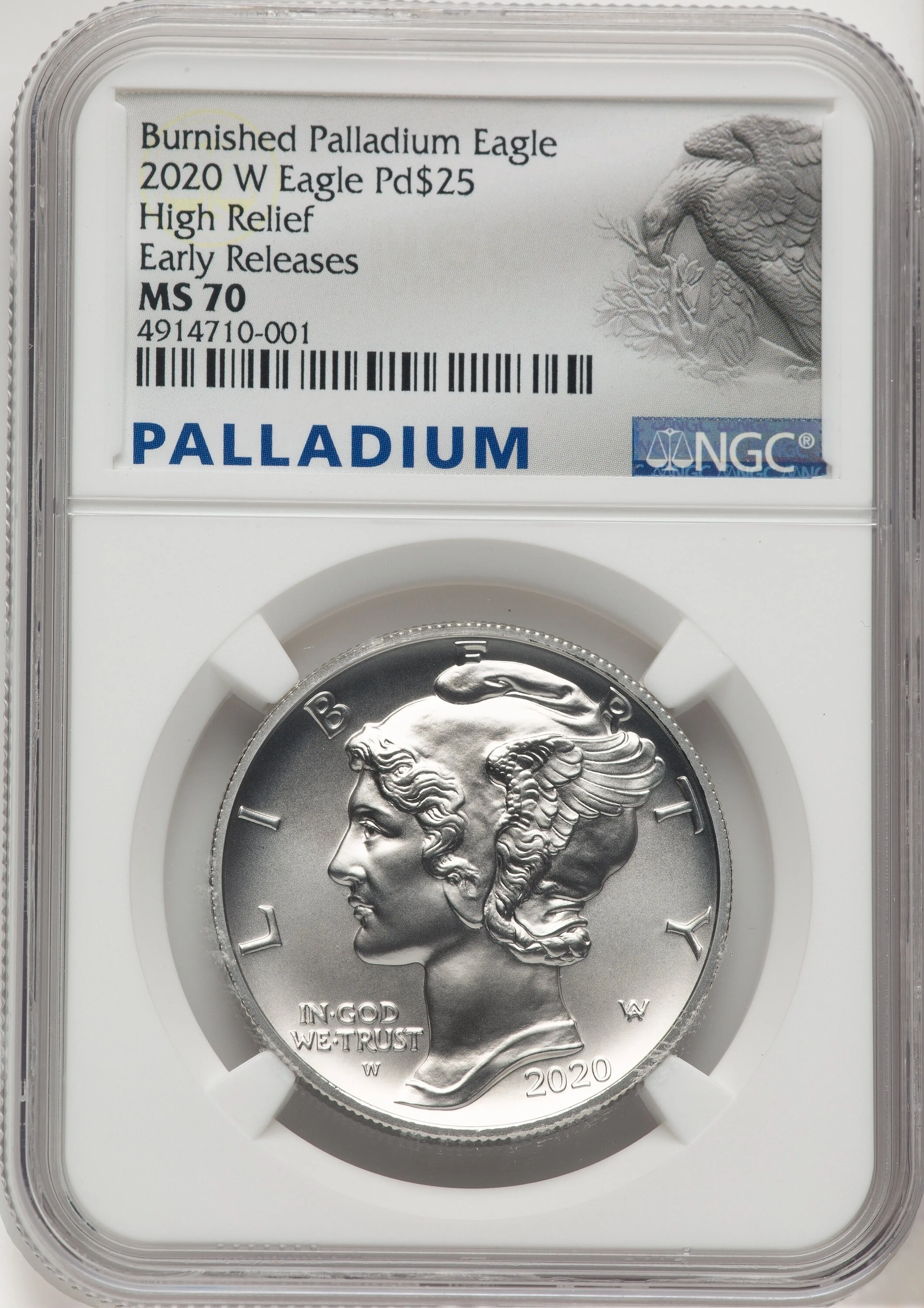 2020-W Palladium Eagle 1 oz Burnished ER Palladium Label