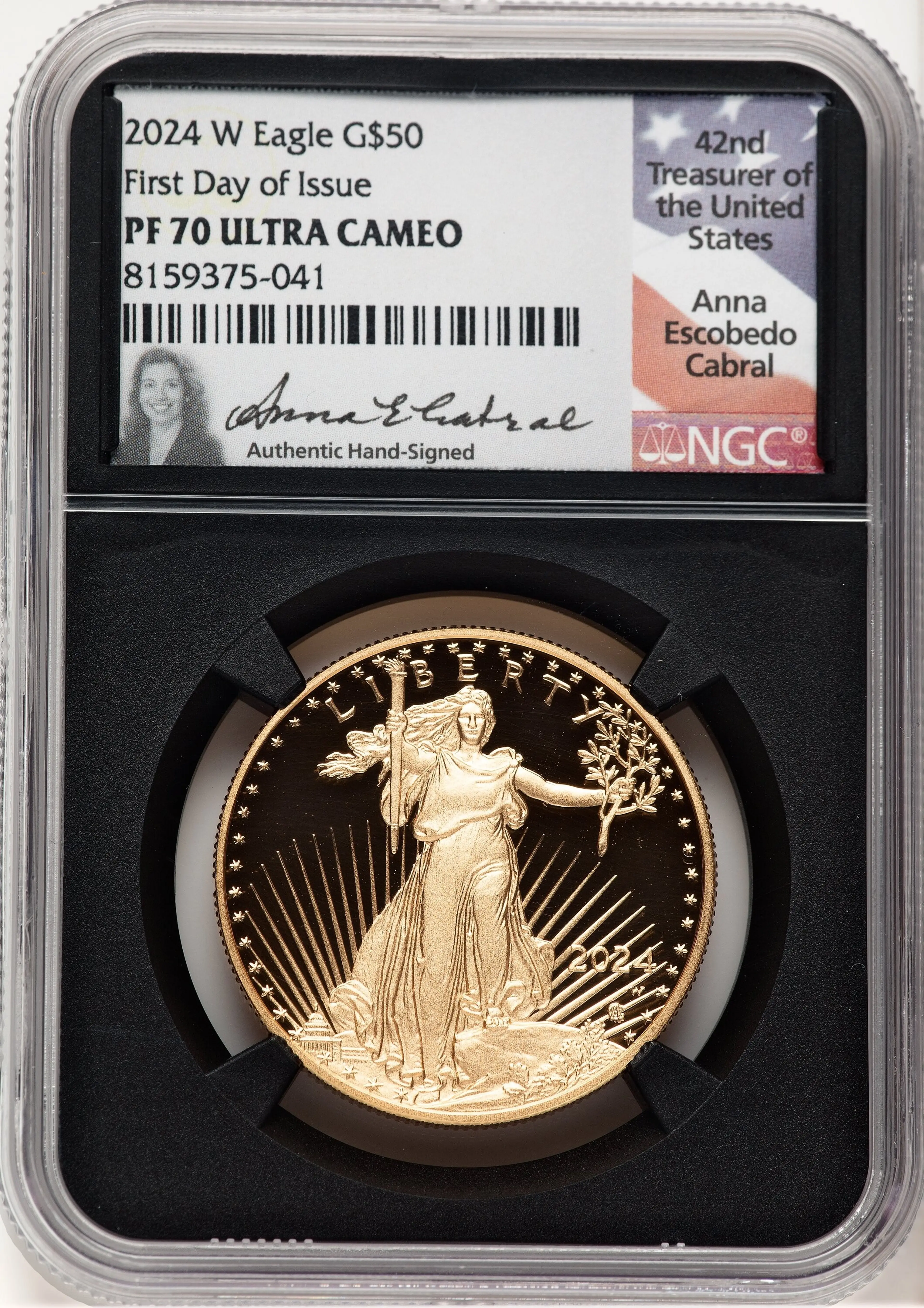 2024-W Proof Gold Eagle 1 oz FDI Anna Cabral Blk Core
