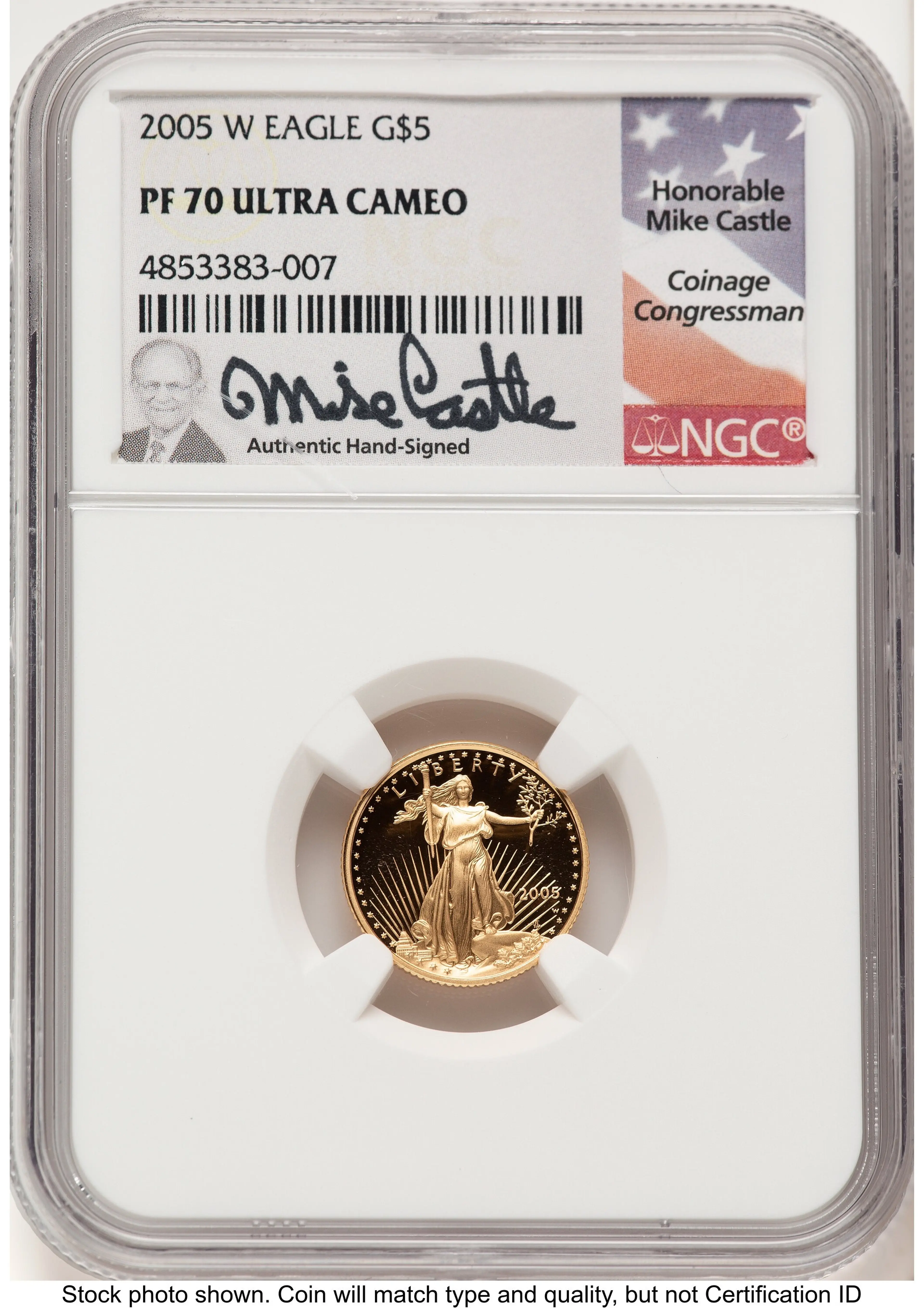 2005-W Proof Gold Eagle 1/10 oz Mike Castle