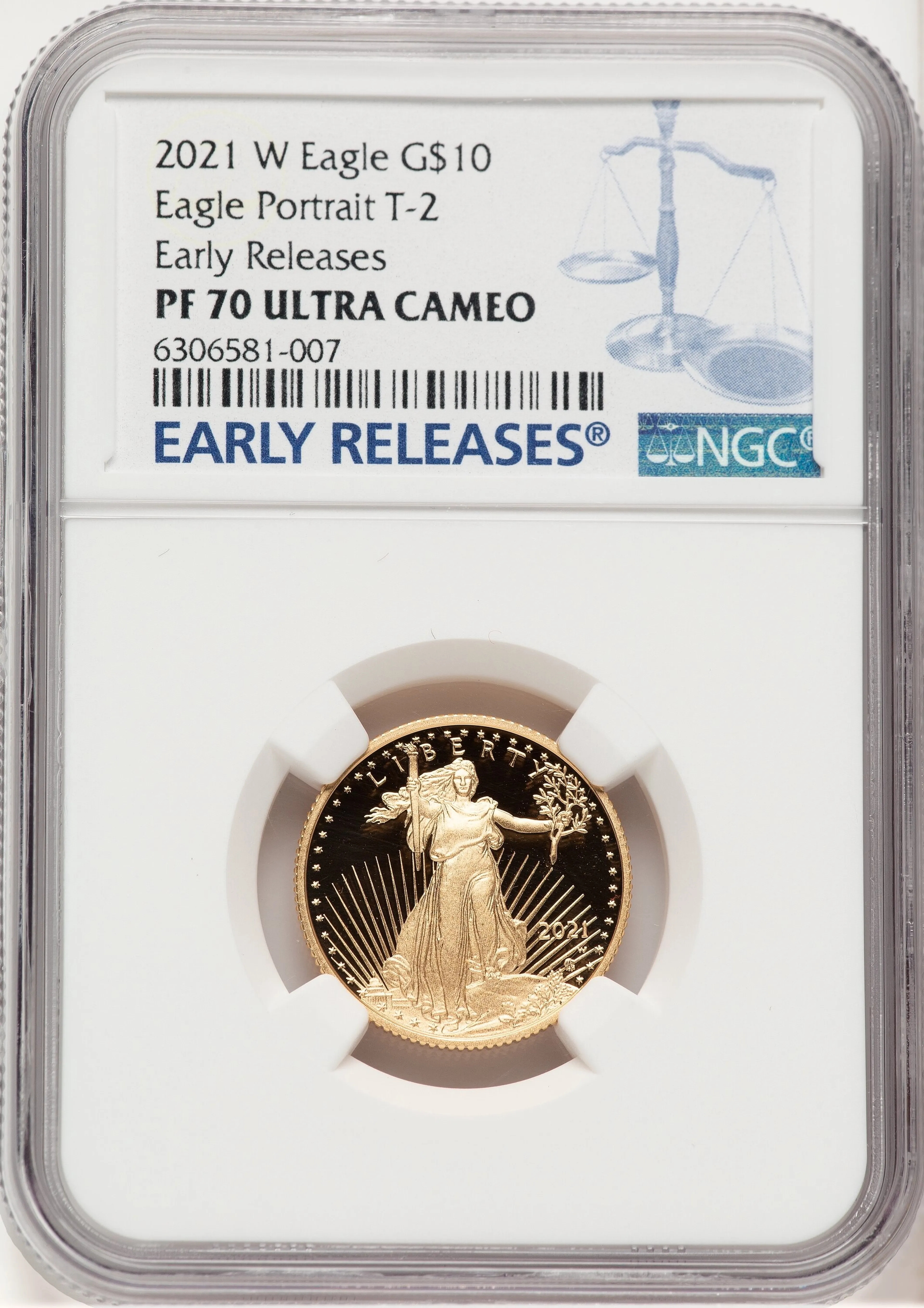 2021-W Type 2 Proof Gold Eagle 1/4 oz ER Blue - Image 1