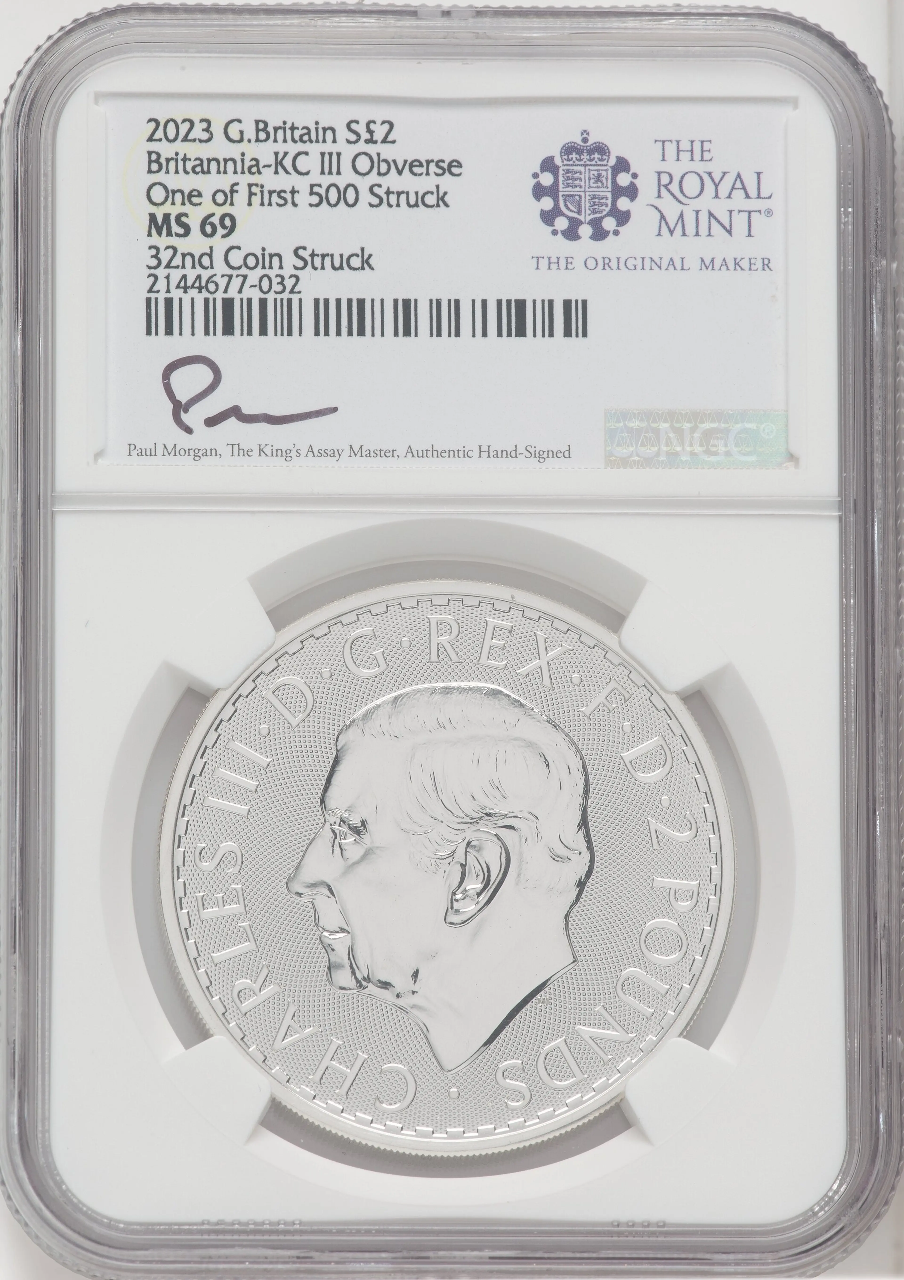 2023 G.B. S2 BRITANNIA-KC III OBVERSE 32ND COIN STRUCK