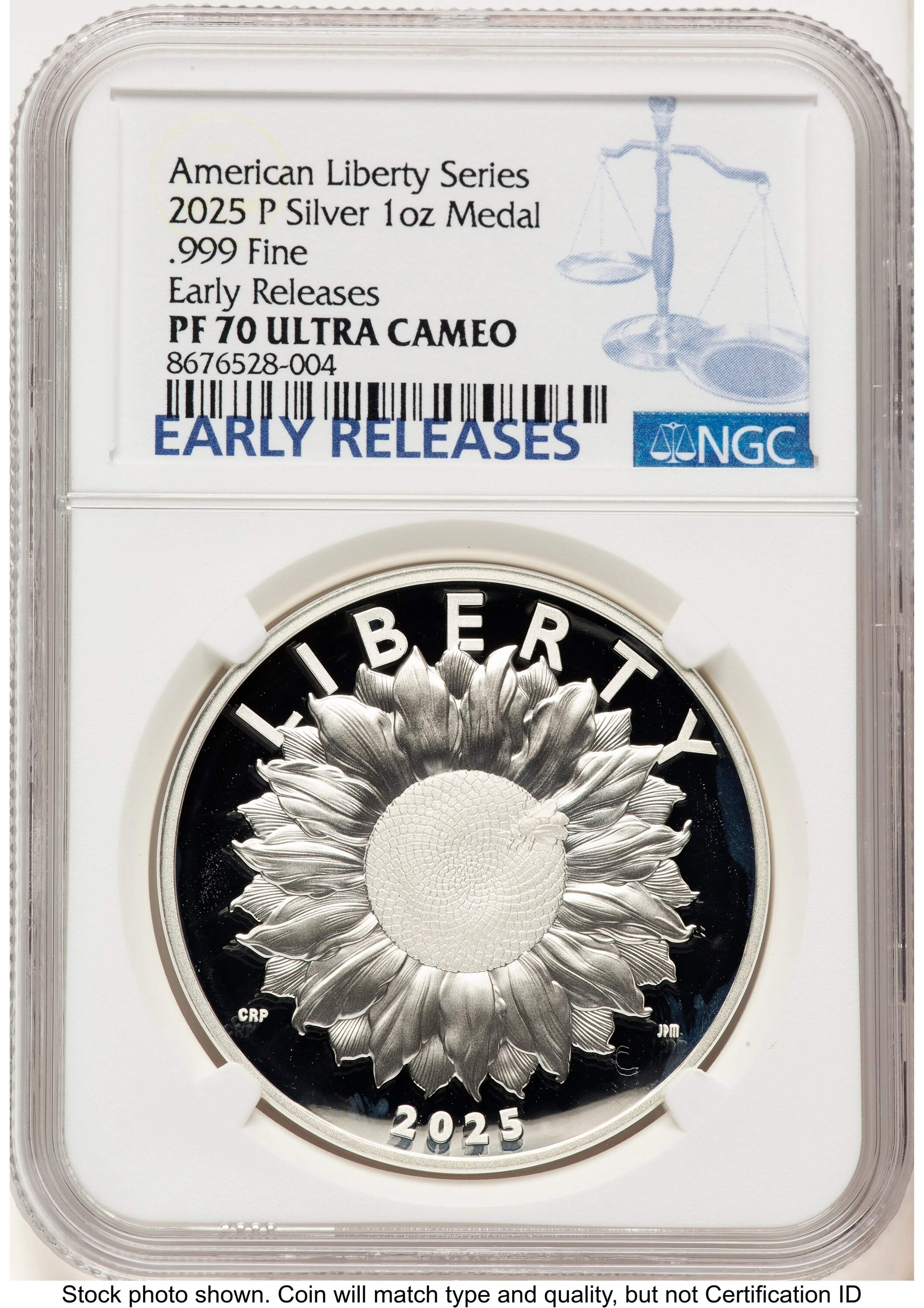 2025-P Silver American Liberty High Relief Medal ER Blue - Image 1
