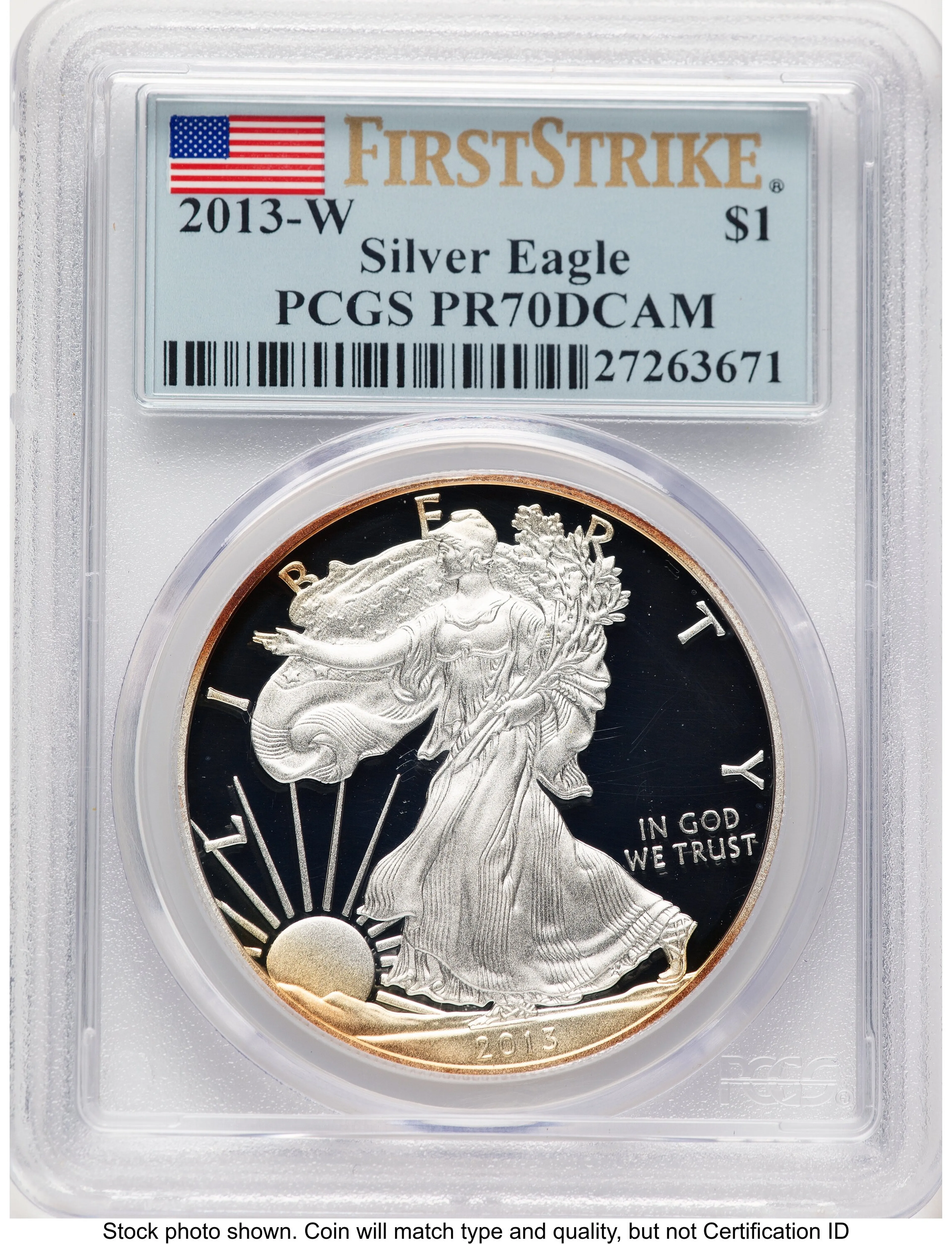 2013-W Proof Silver Eagle 1 oz FS Flag - Image 1