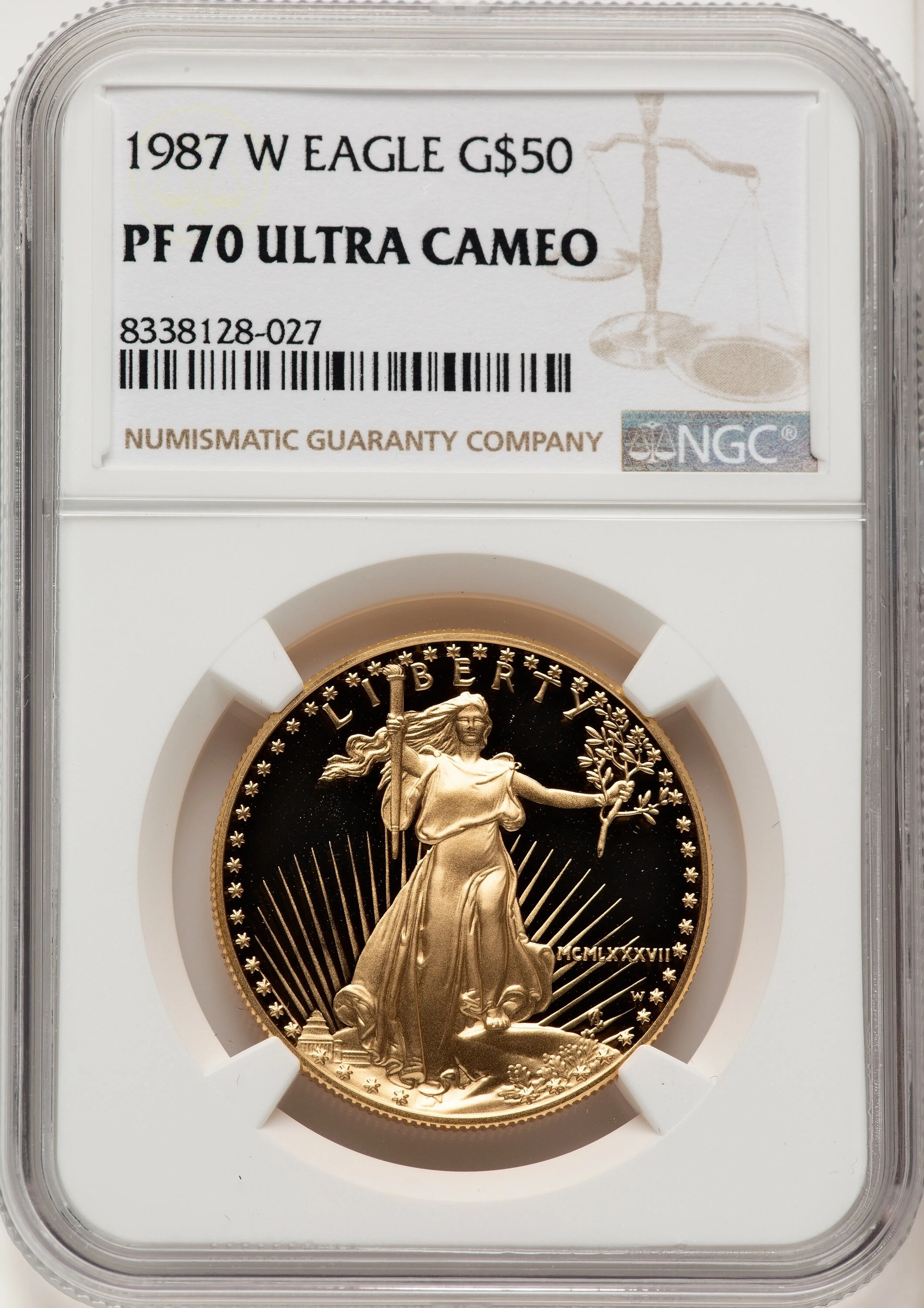 1987-W Proof Gold Eagle 1 oz Brown Label
