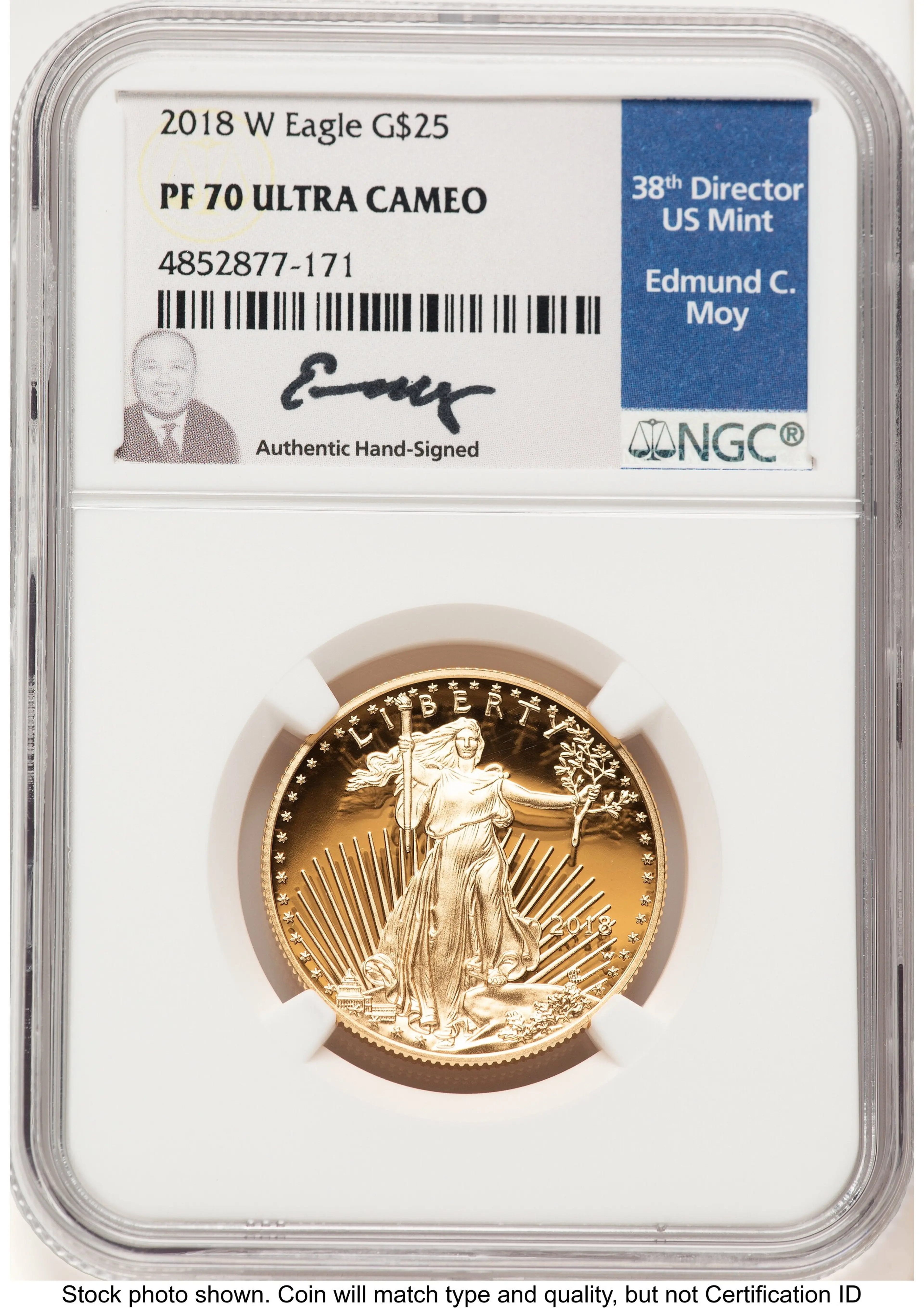 2018-W Proof Gold Eagle 1/2 oz Ed Moy