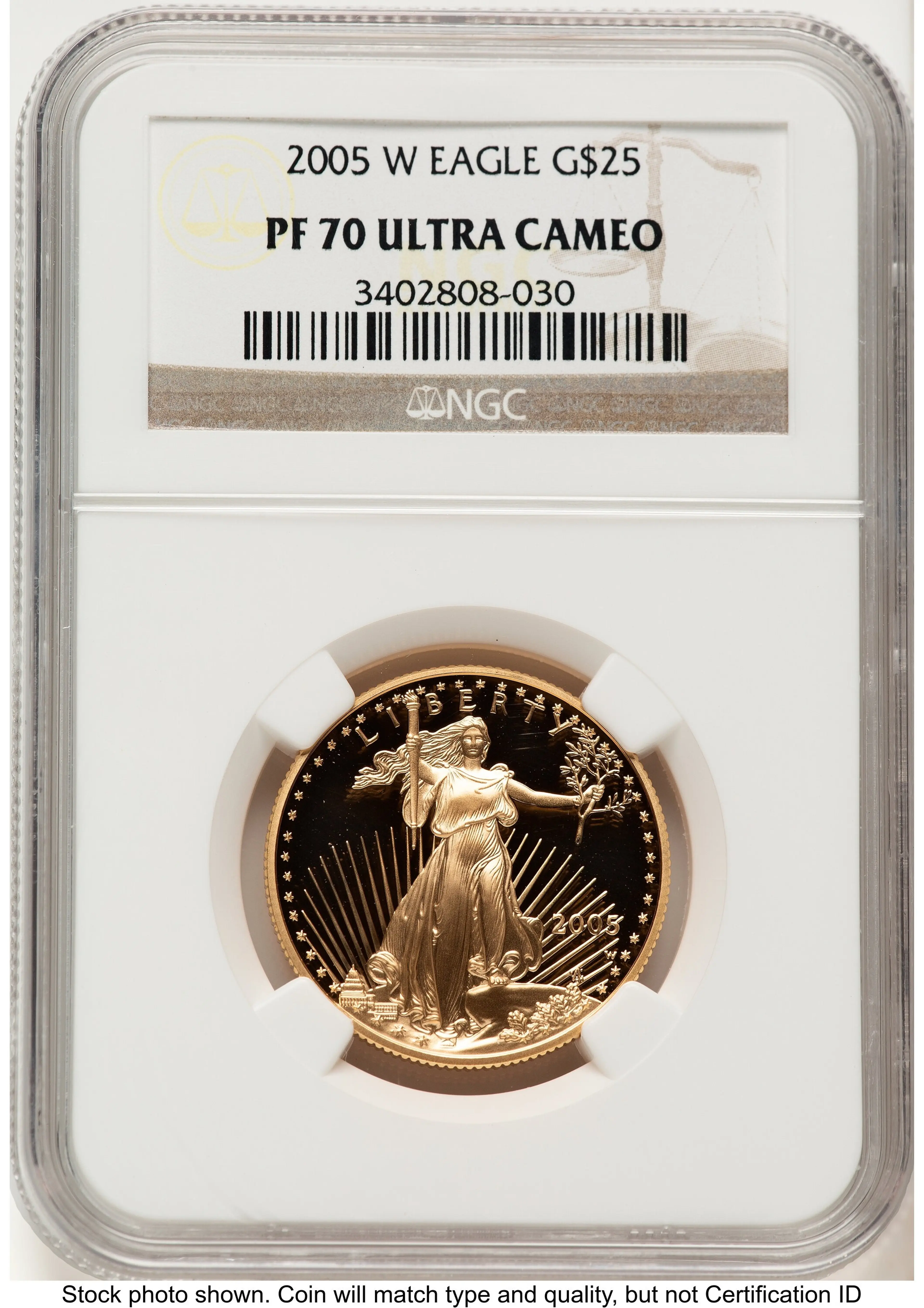 2005-W Proof Gold Eagle 1/2 oz Brown Label