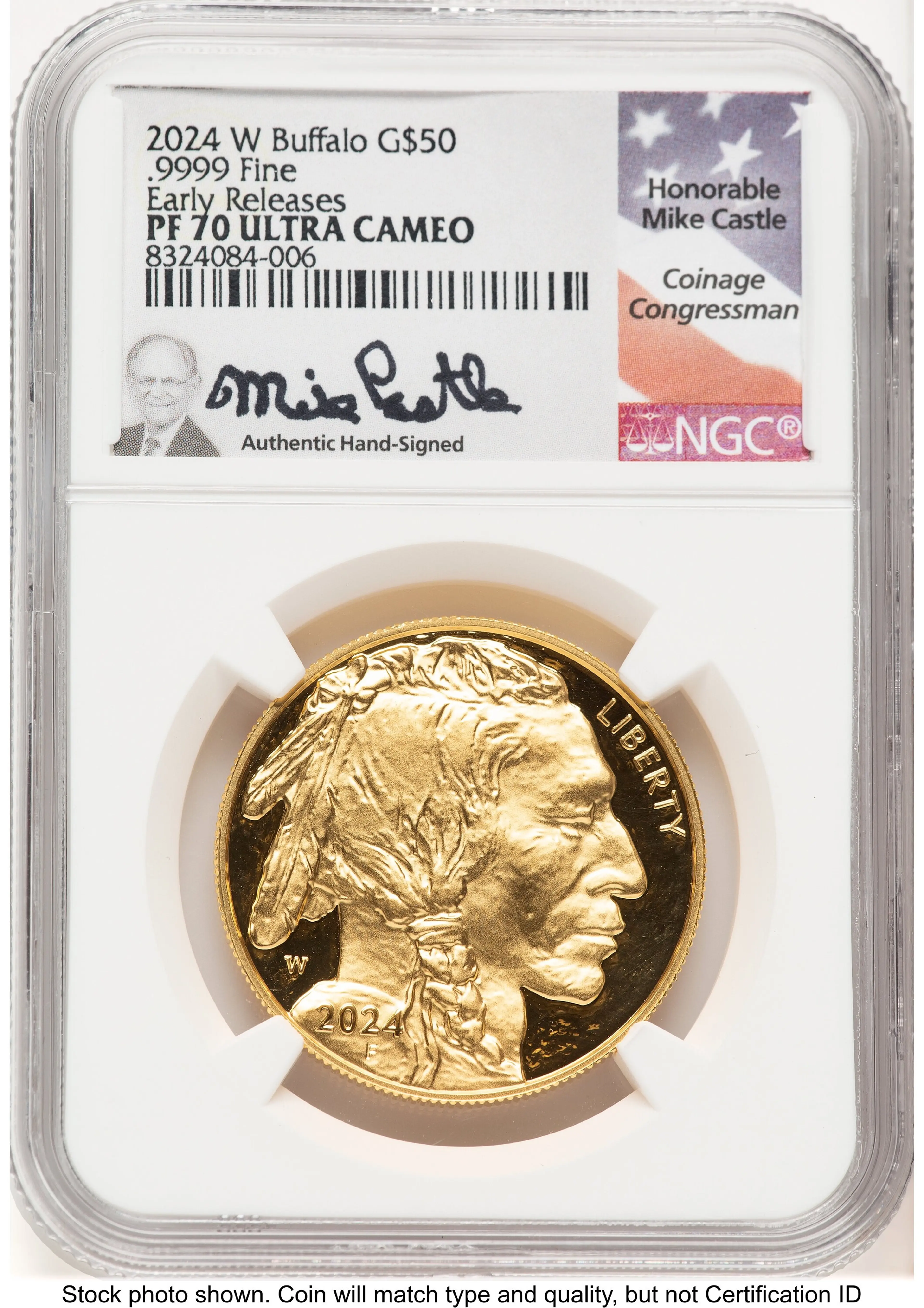 2024-W Proof Gold Buffalo 1 oz ER Mike Castle