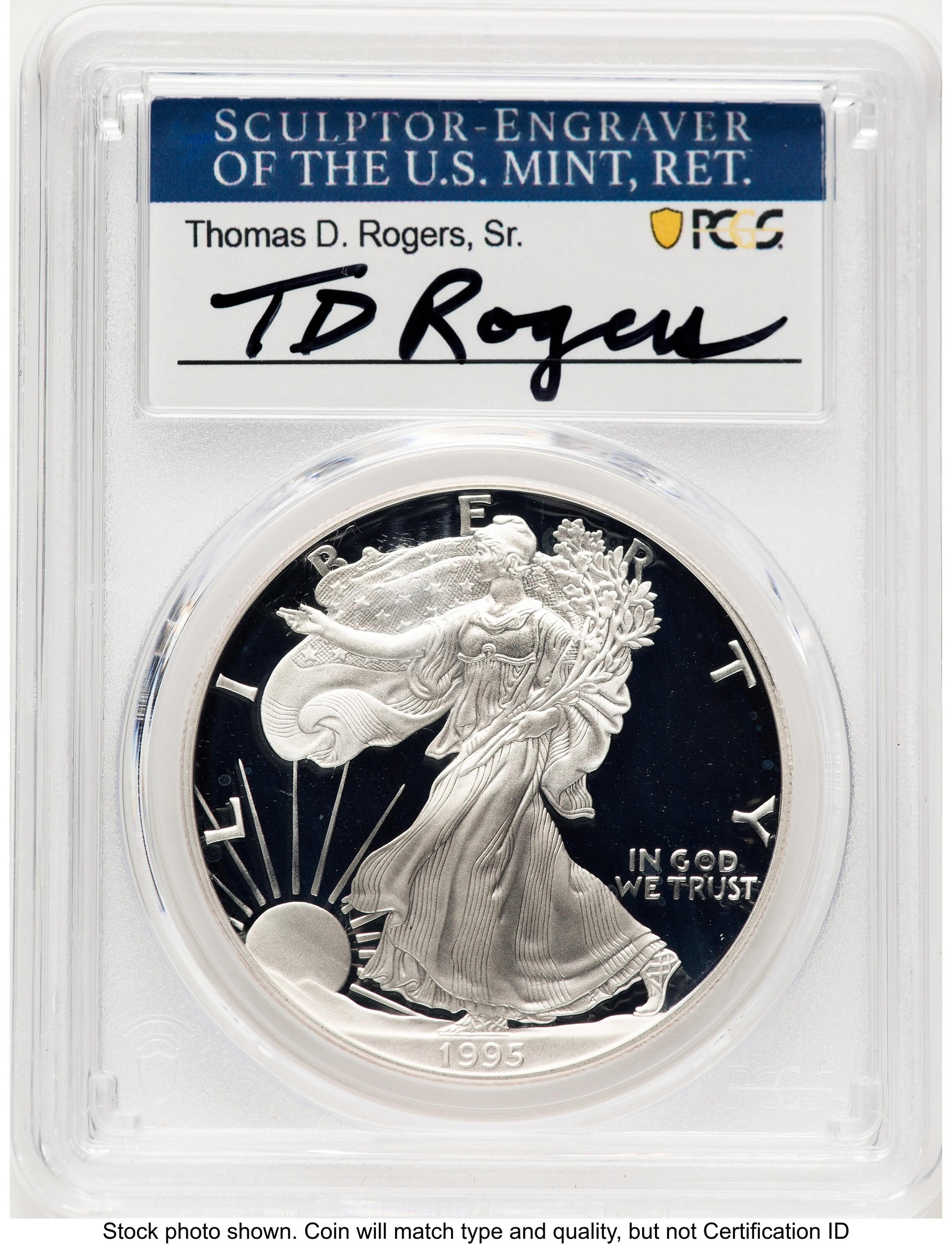 1995-P Proof Silver Eagle 1 oz TD Rogers - Image 1