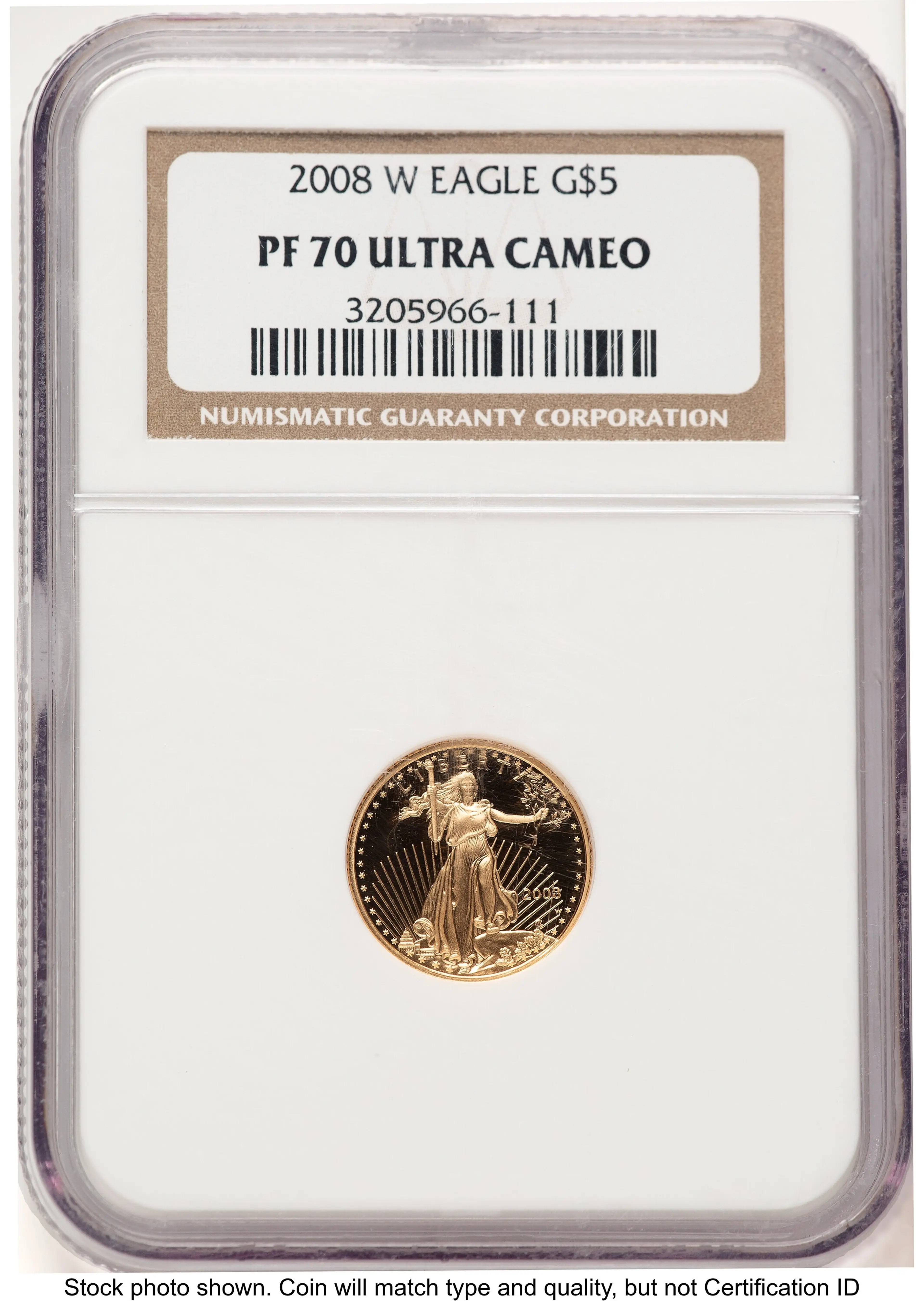 2008-W Proof Gold Eagle 1/10 oz Brown Label