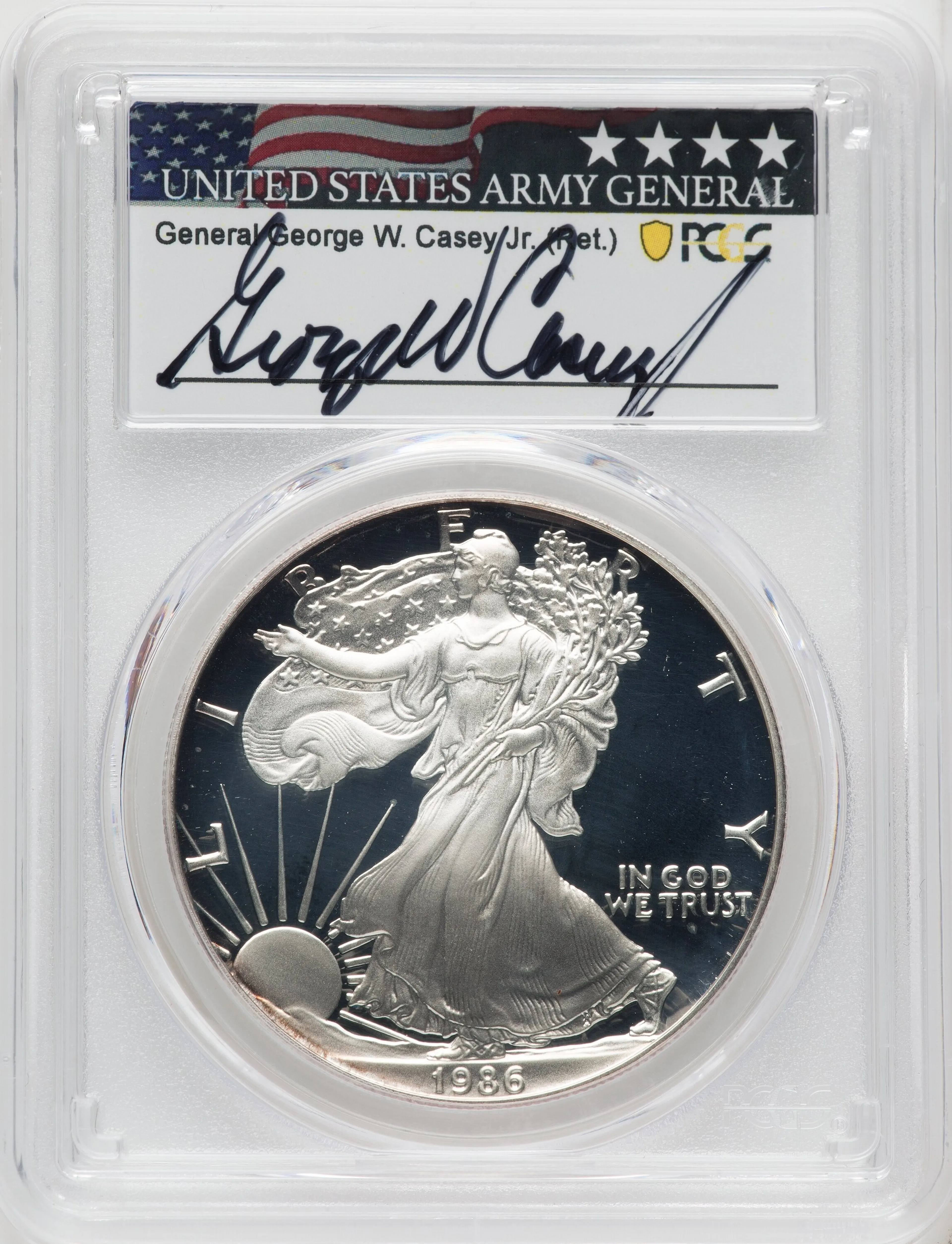 1986-S Proof Silver Eagle 1 oz George Casey - Image 1