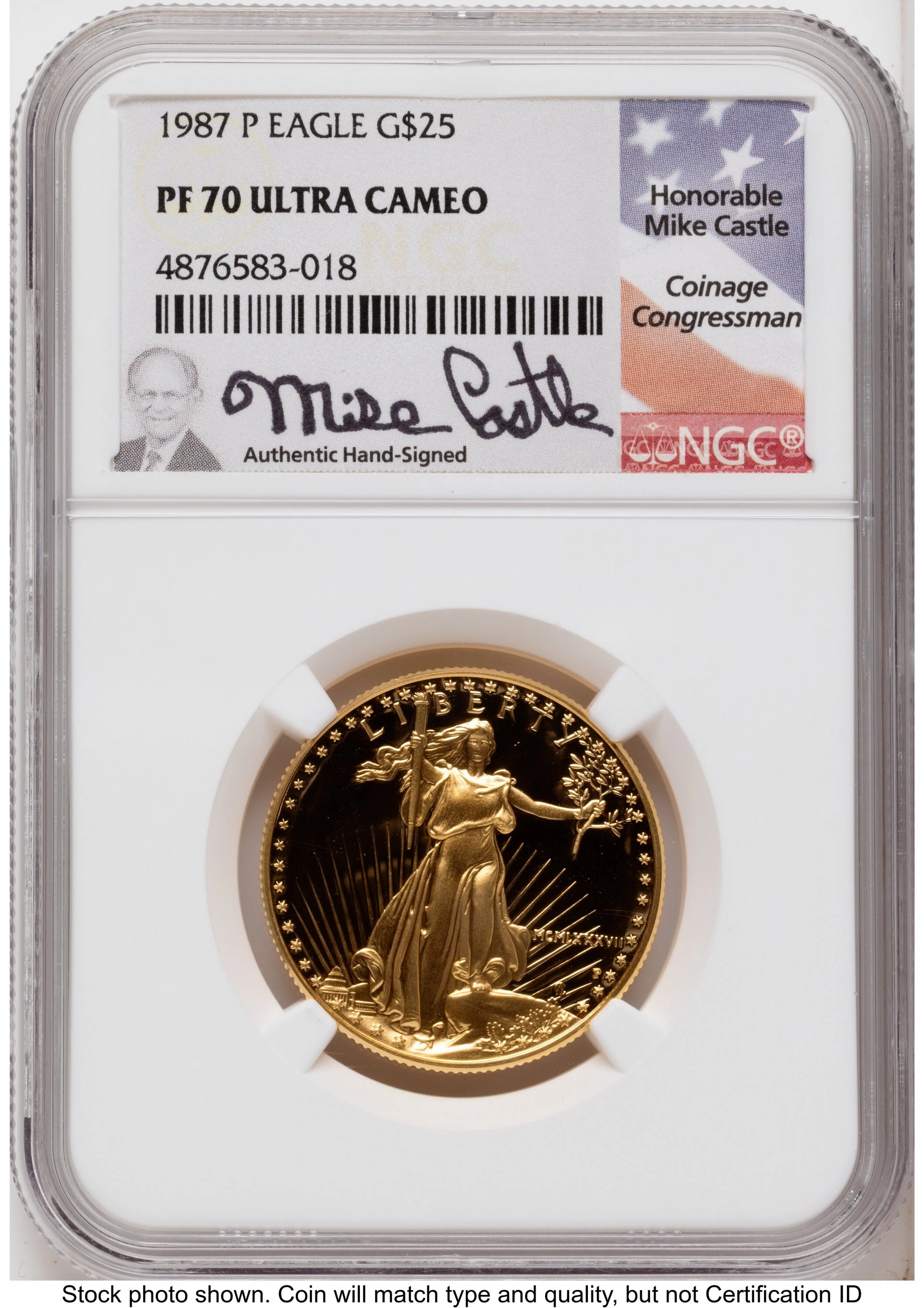 1987-P Proof Gold Eagle 1/2 oz Mike Castle