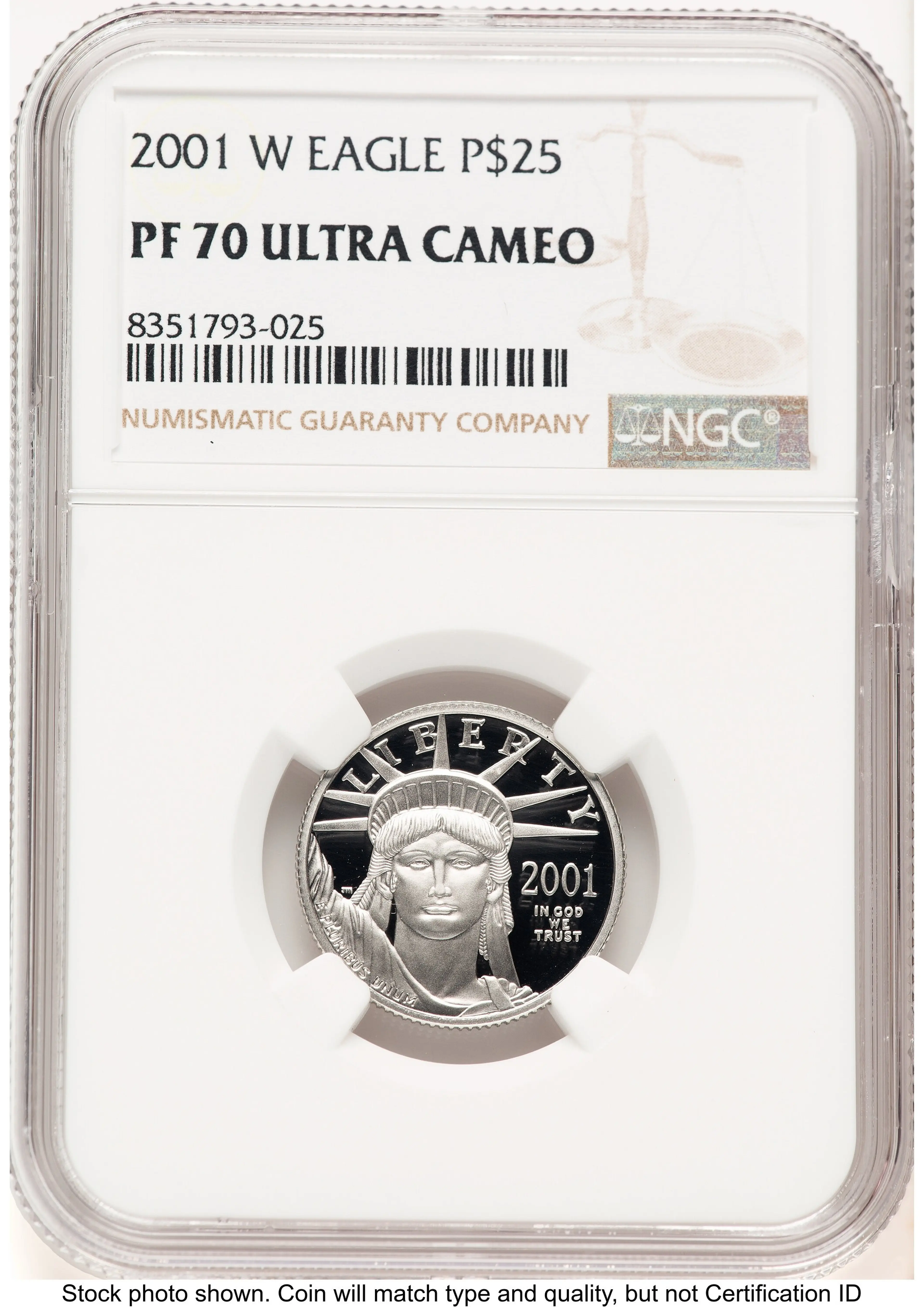 2001-W Proof Platinum Eagle 1/4 oz Brown Label