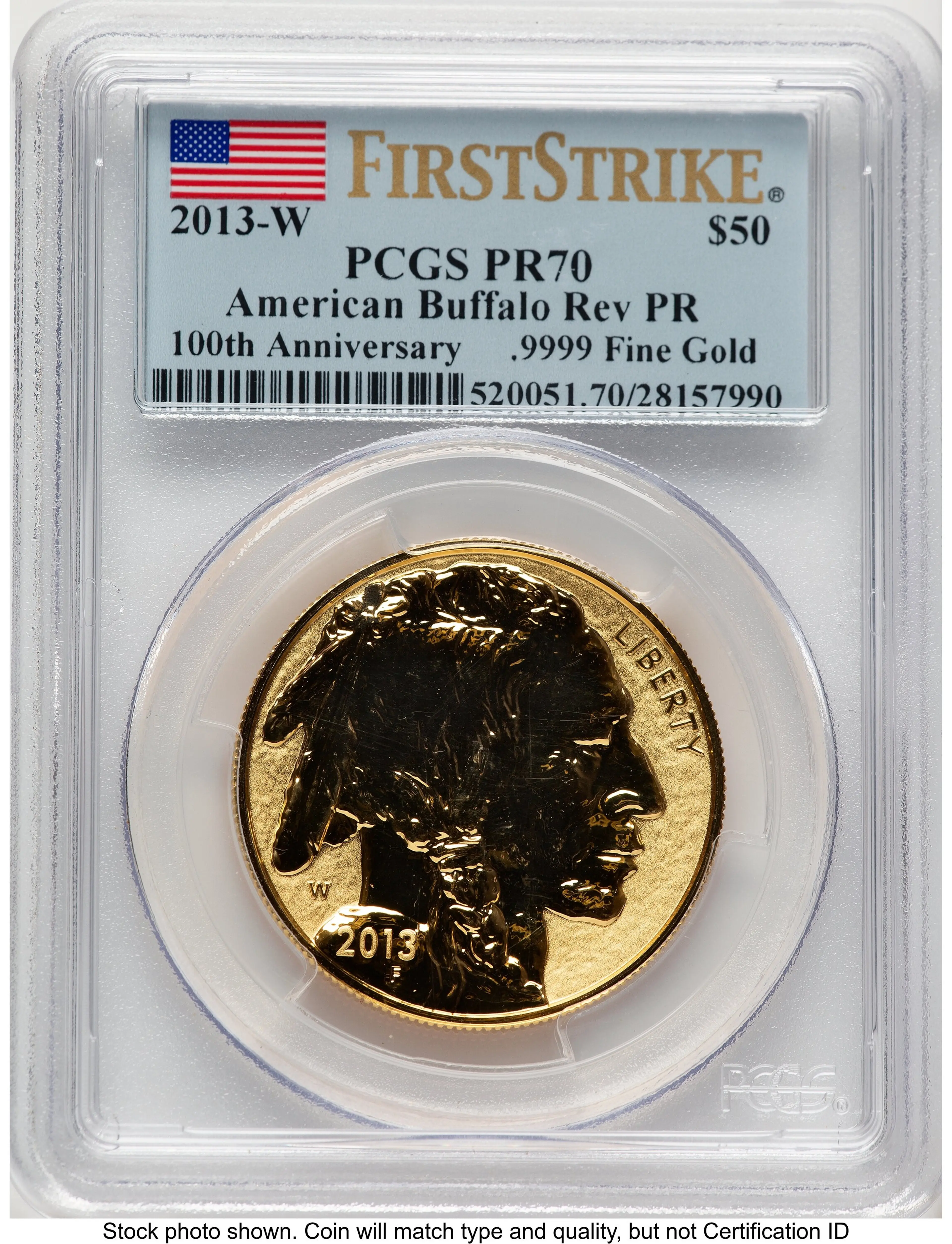 2013-W Reverse Proof Gold Buffalo 1 oz FS Flag