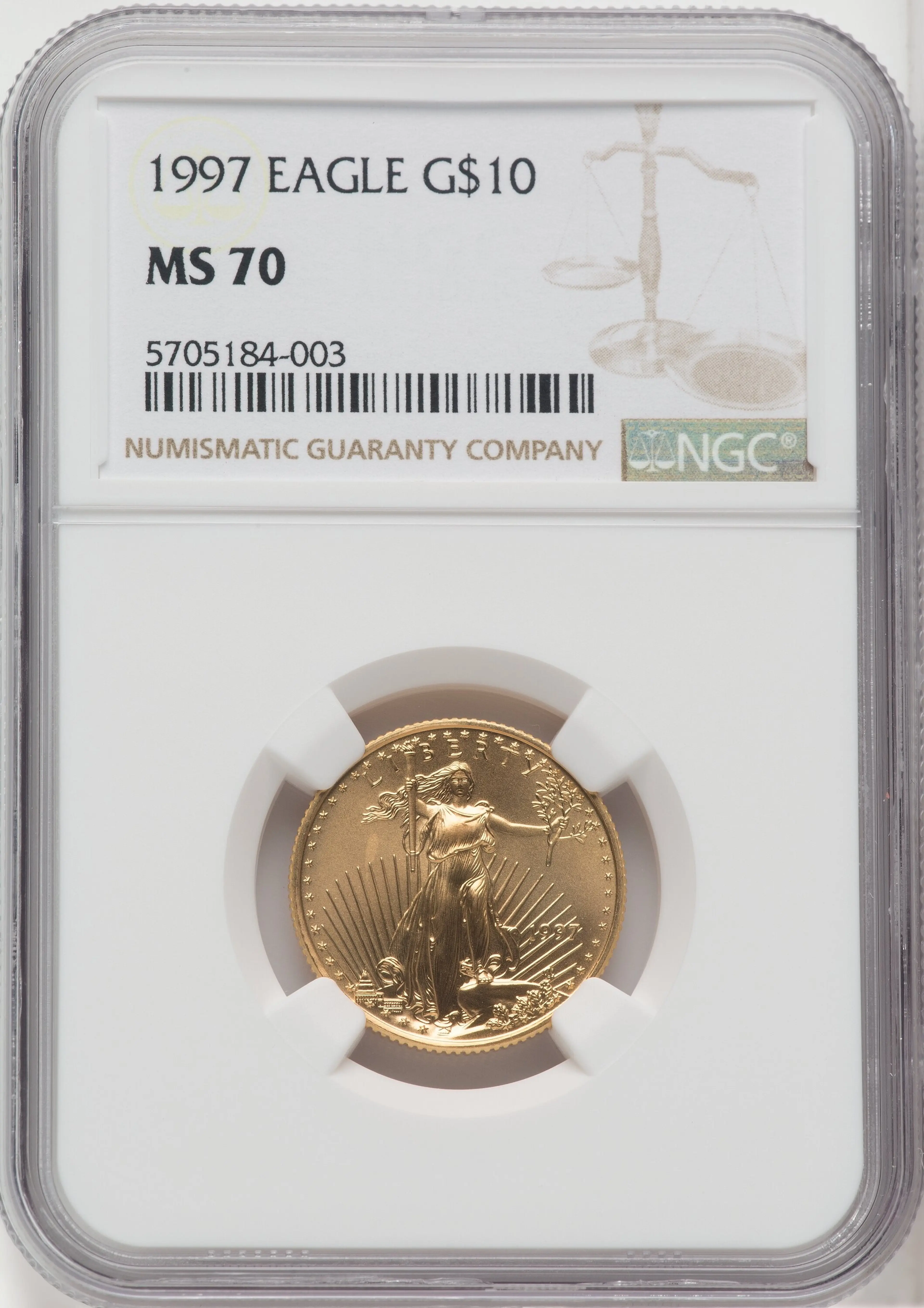 1997 $10 Quarter-Ounce Gold Eagle, MS Brown Label