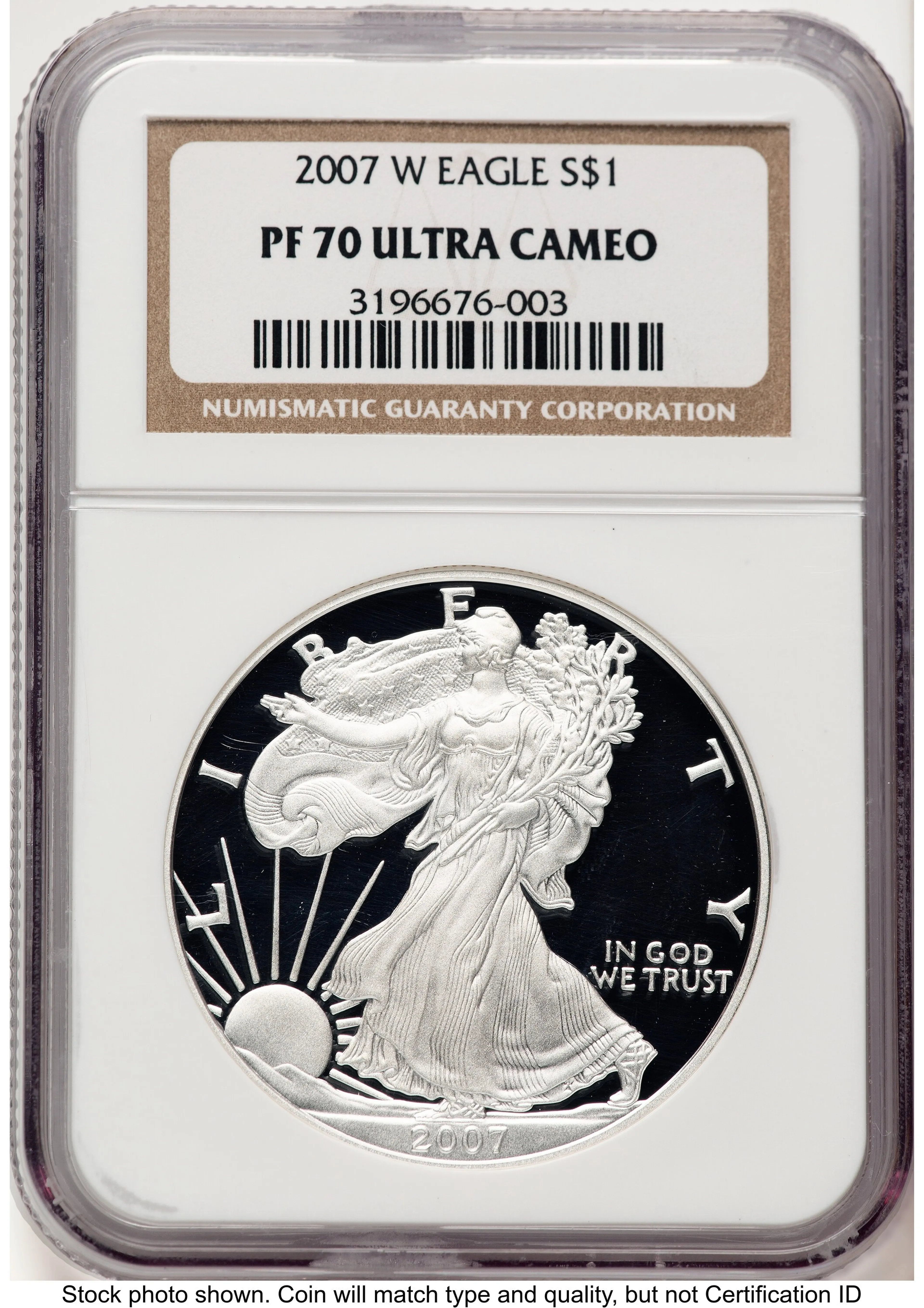 2007-W Proof Silver Eagle 1 oz Brown Label - Image 1