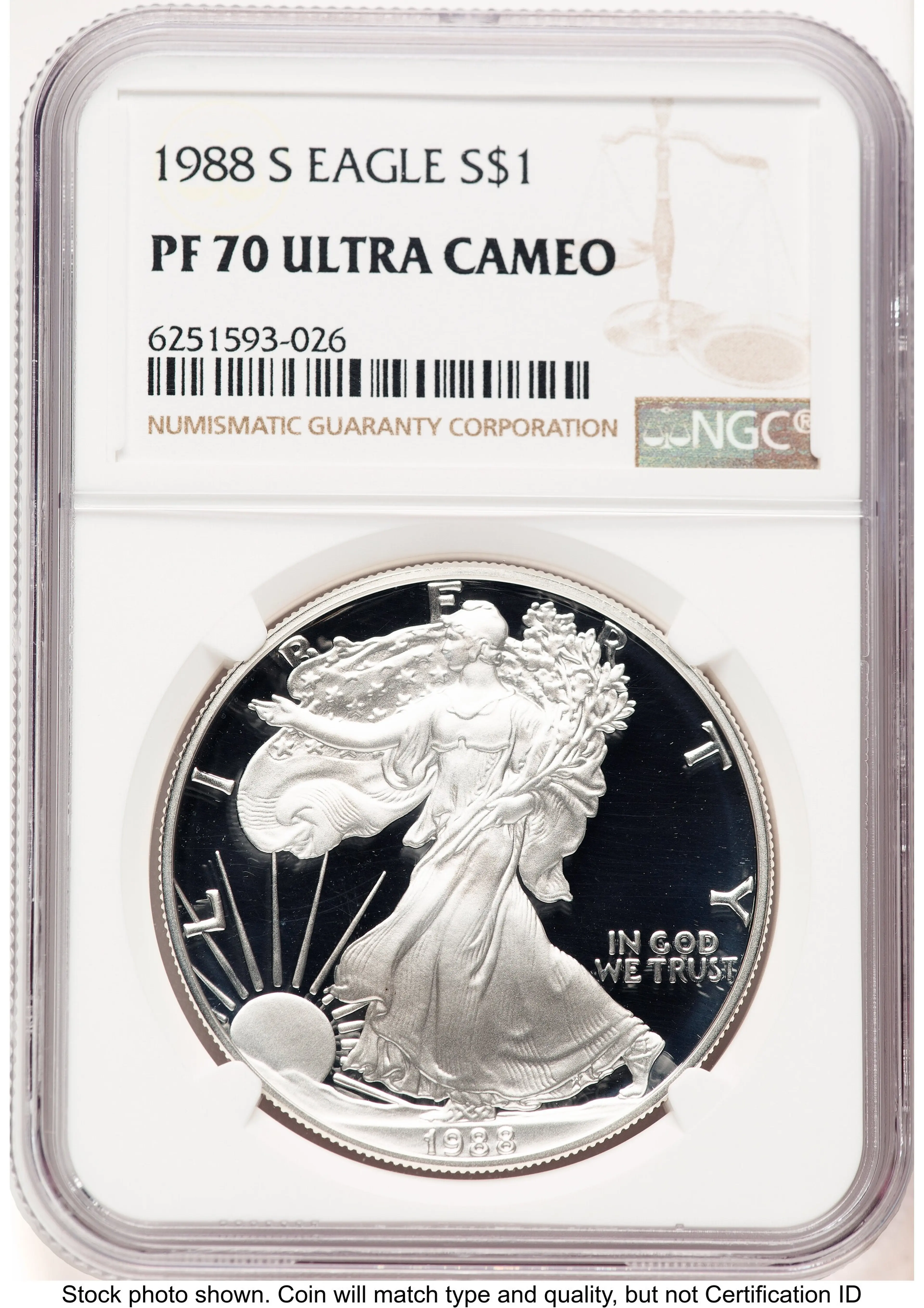 1988-S Proof Silver Eagle 1 oz Brown Label