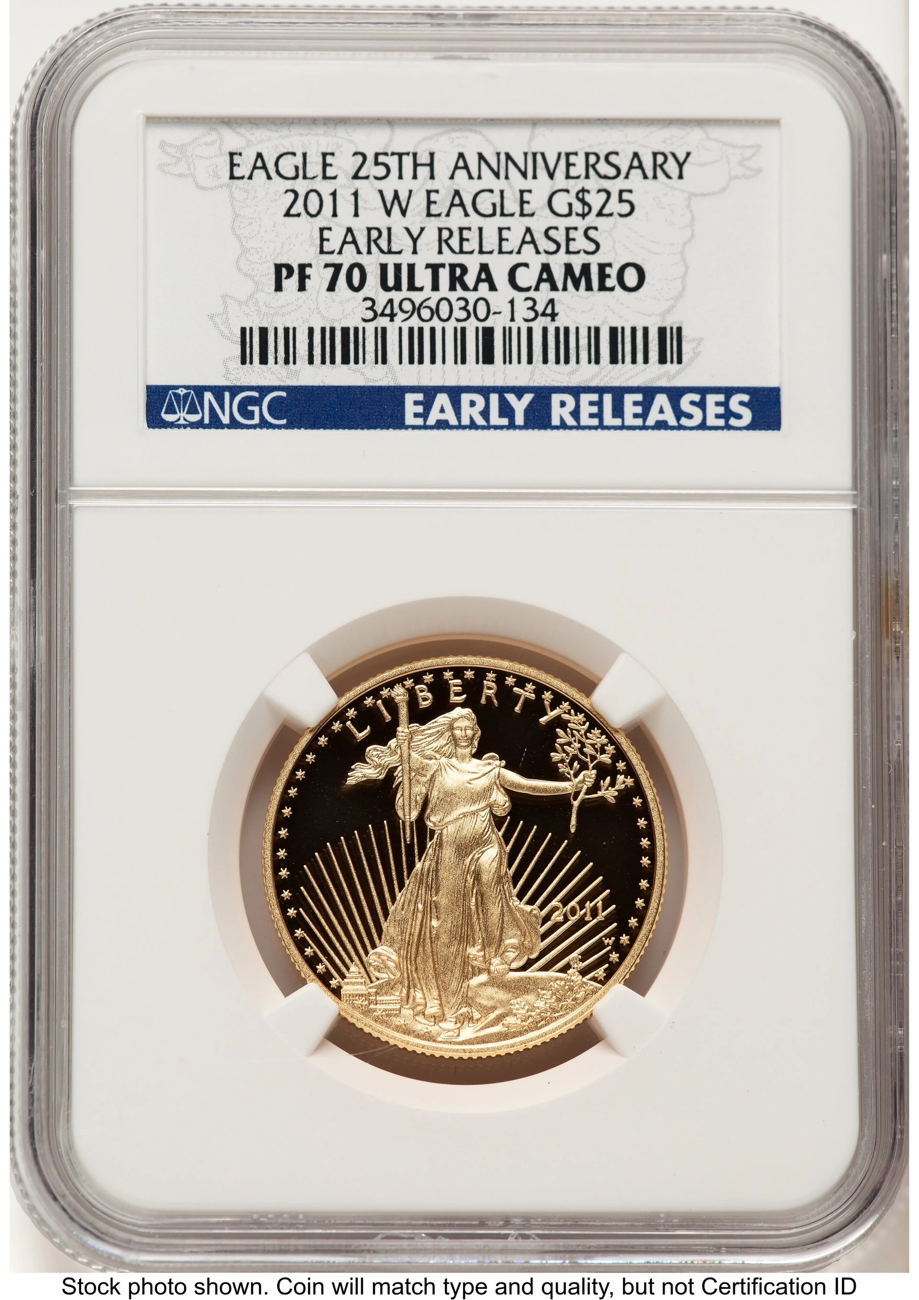 2011-W Proof Gold Eagle 1/2 oz ER Blue