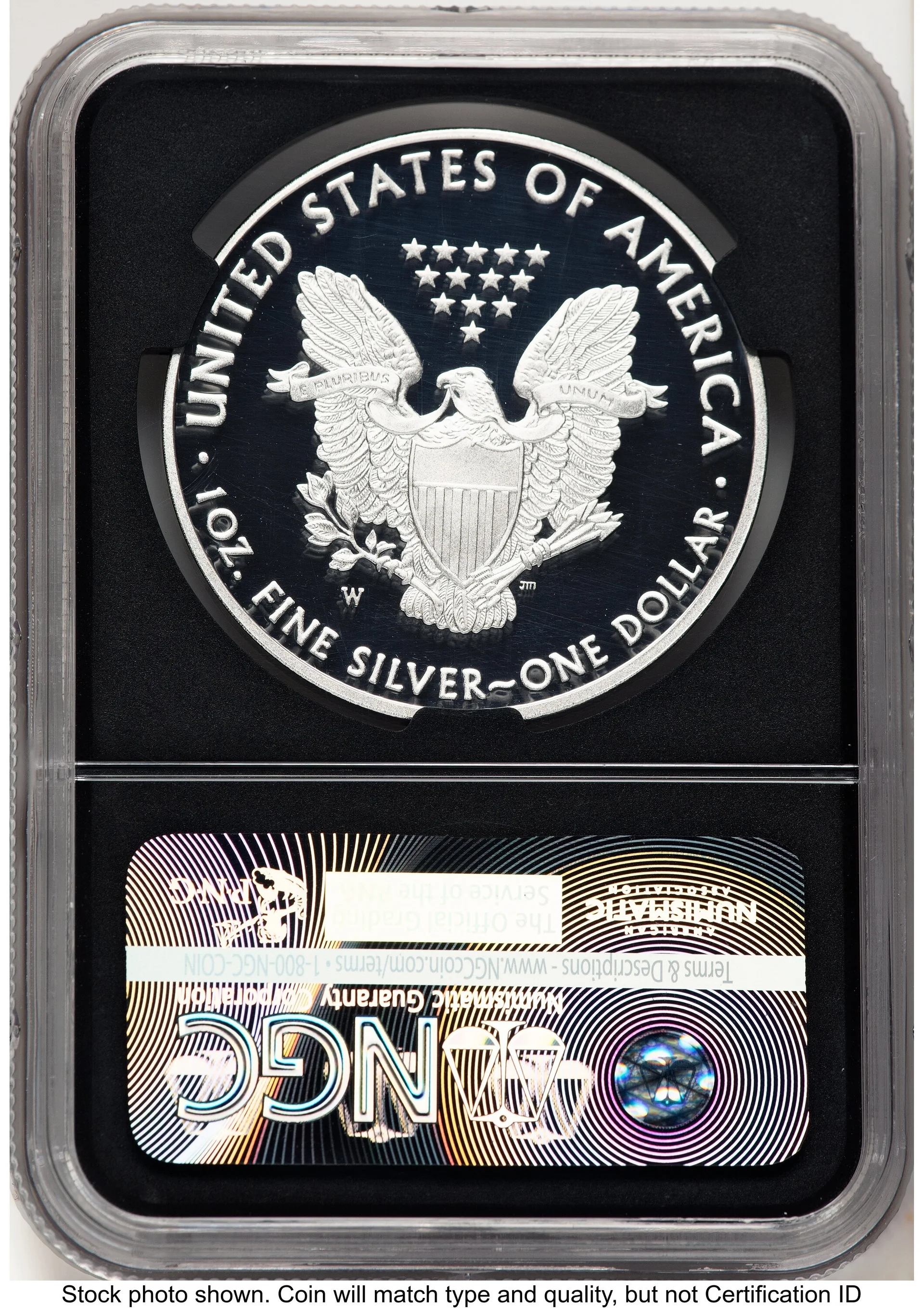 2016-W Proof Silver Eagle 1 oz FDI Elizabeth Jones Blk Core - 2