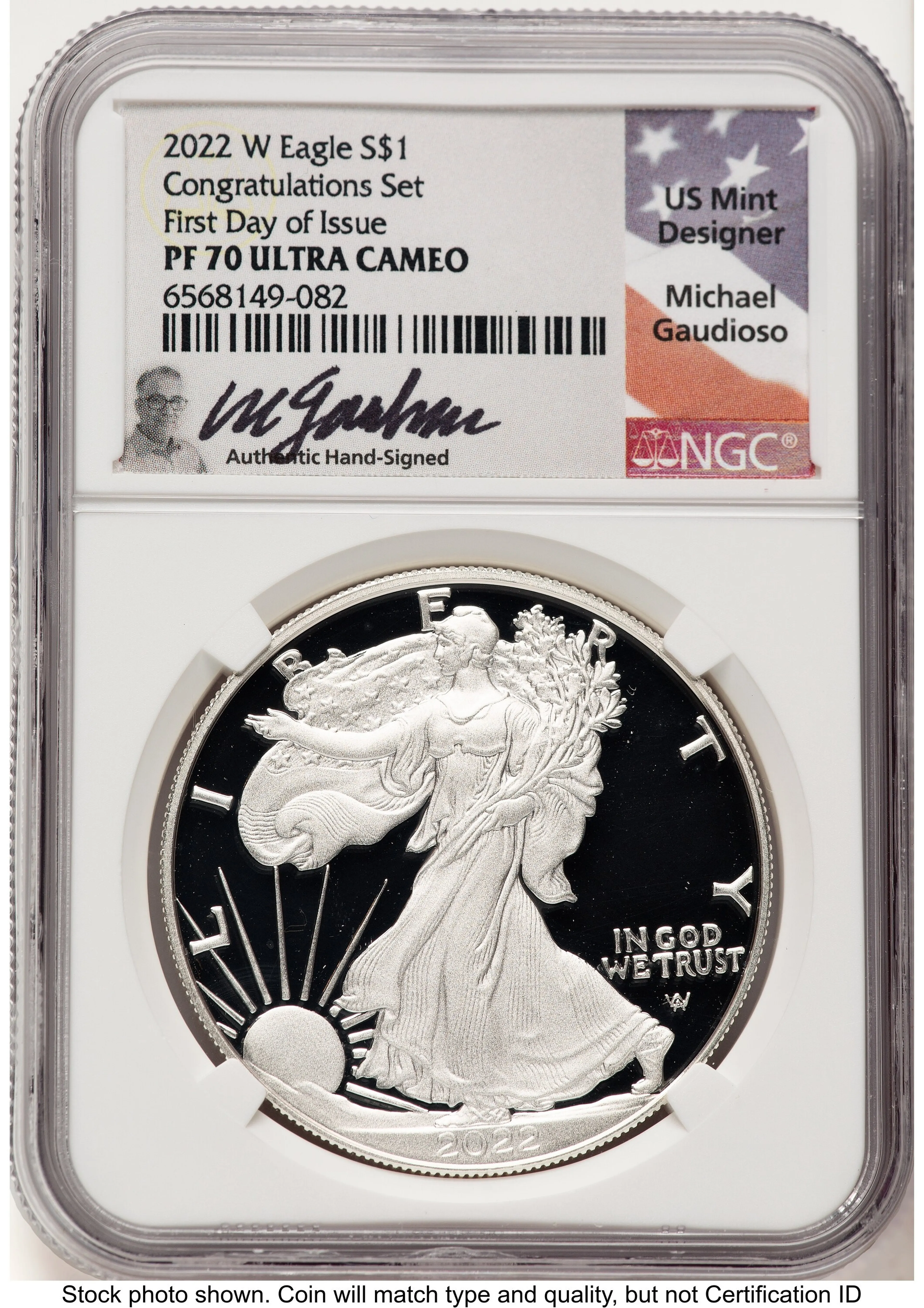 2022-W Proof Silver Eagle Congratulations Set 1 oz FDI Michael Gaudioso - Image 1