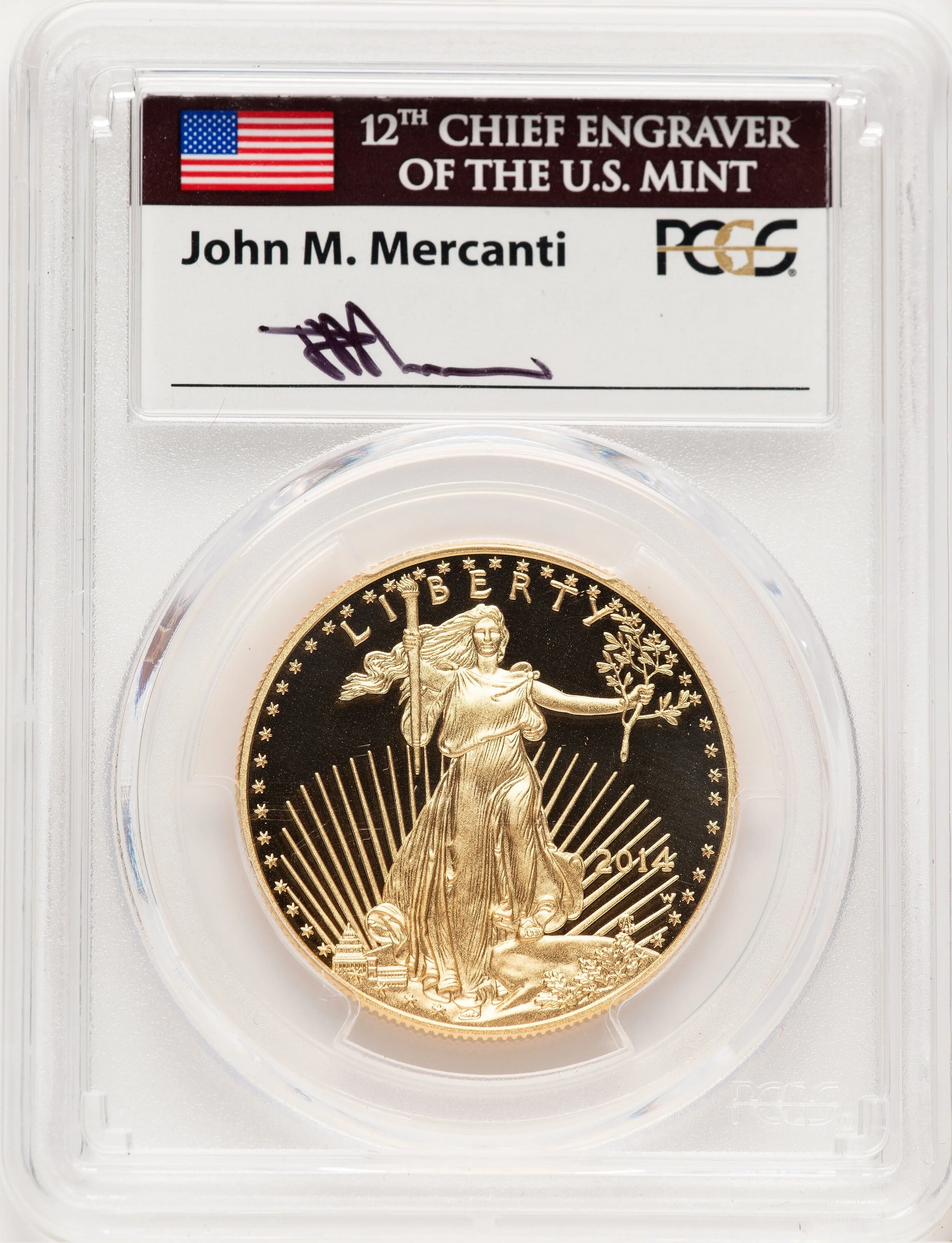 2014-W Proof Gold Eagle 1 oz John Mercanti