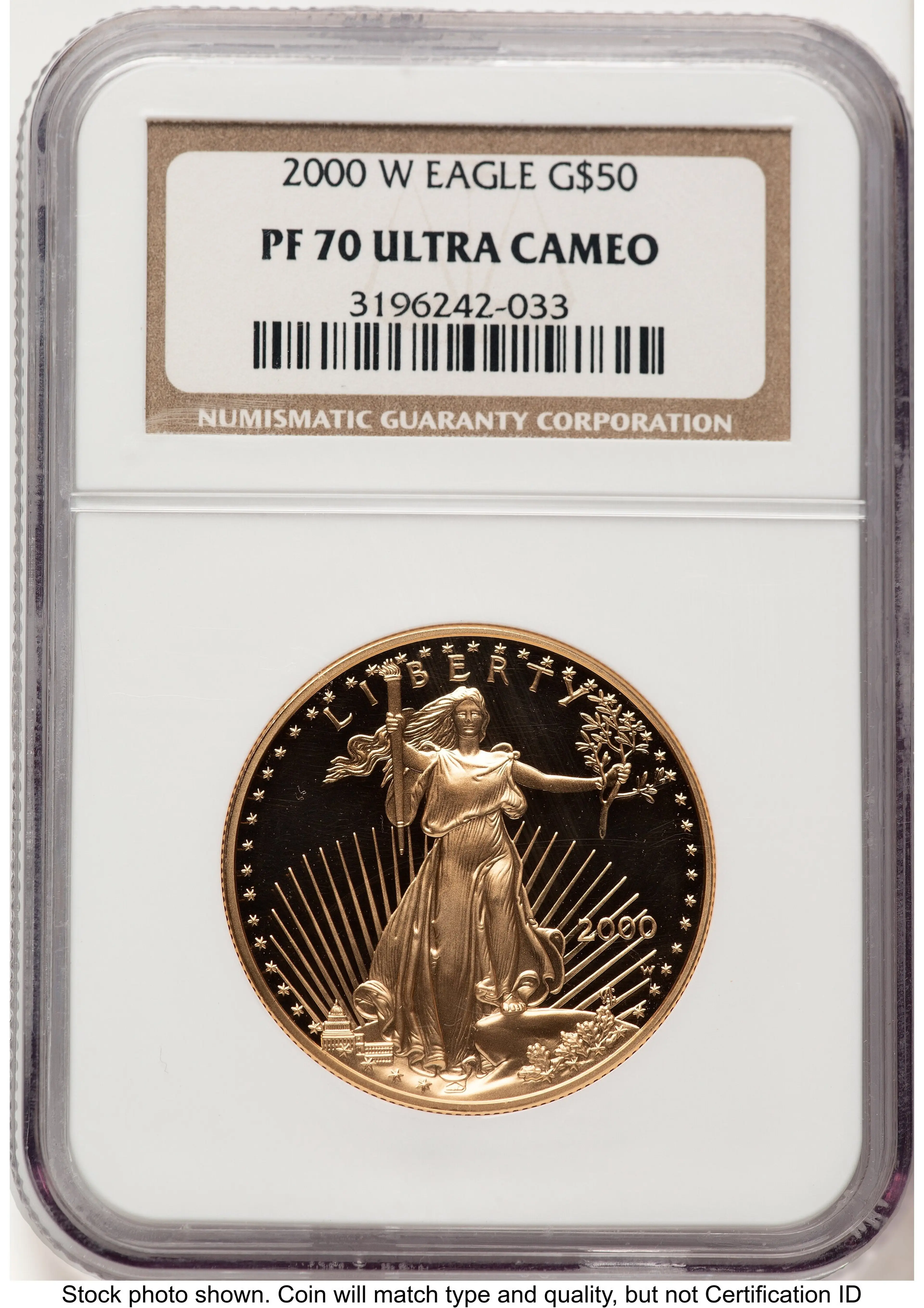 2000-W Proof Gold Eagle 1 oz Brown Label