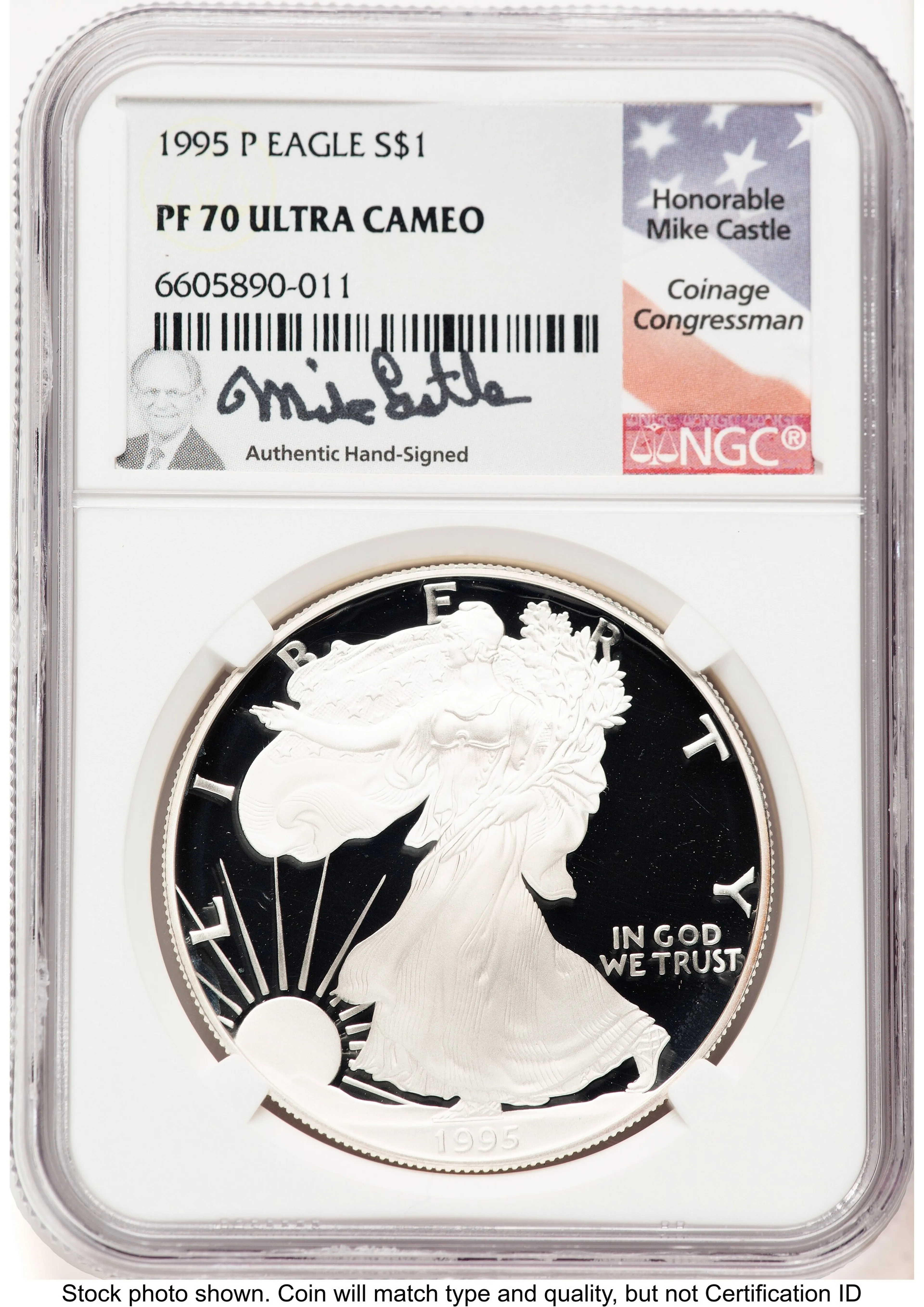 1995-P Proof Silver Eagle 1 oz Mike Castle - Image 1