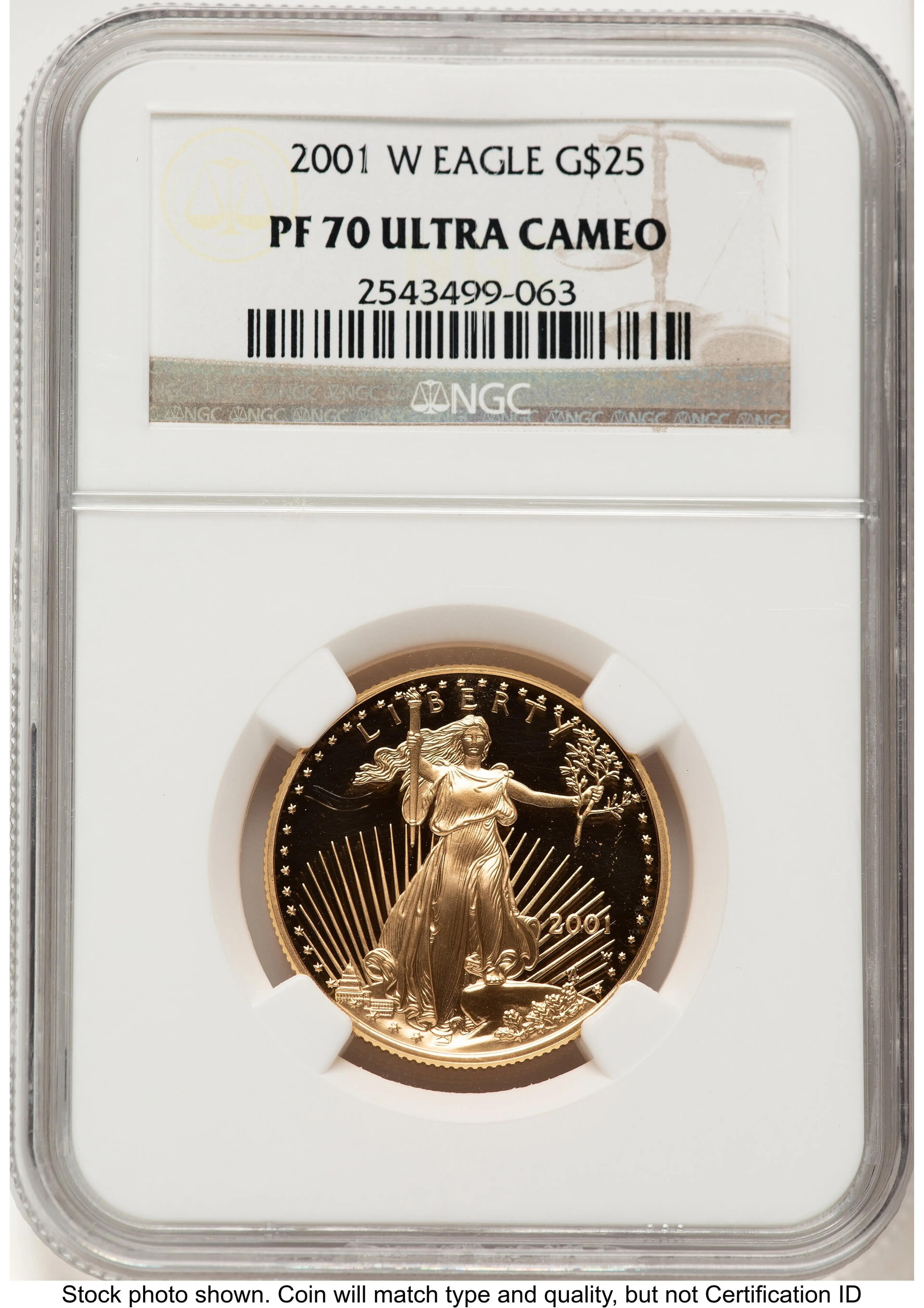 2001-W Proof Gold Eagle 1/2 oz Brown Label