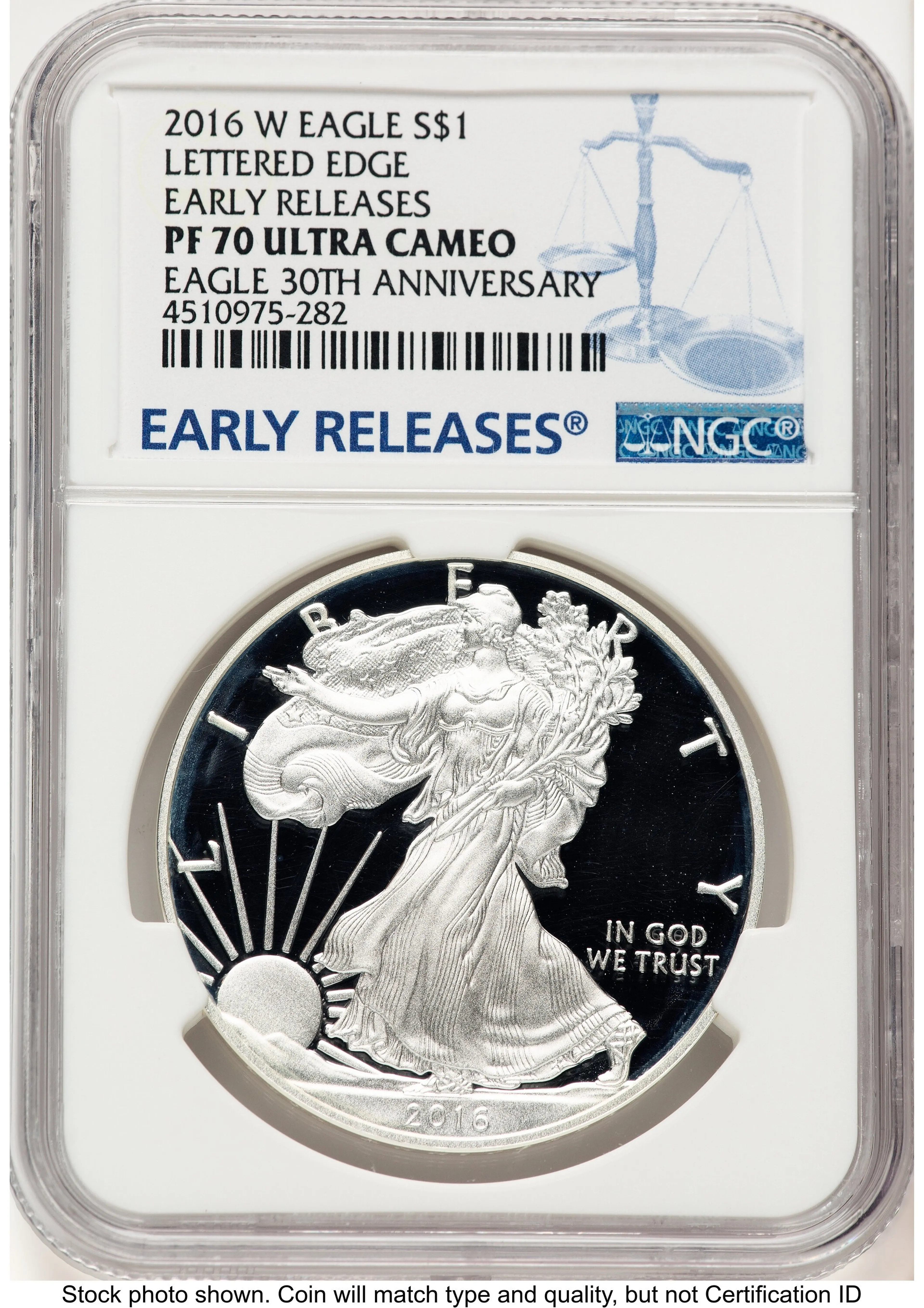 2016-W Proof Silver Eagle 1 oz ER Blue - Image 1