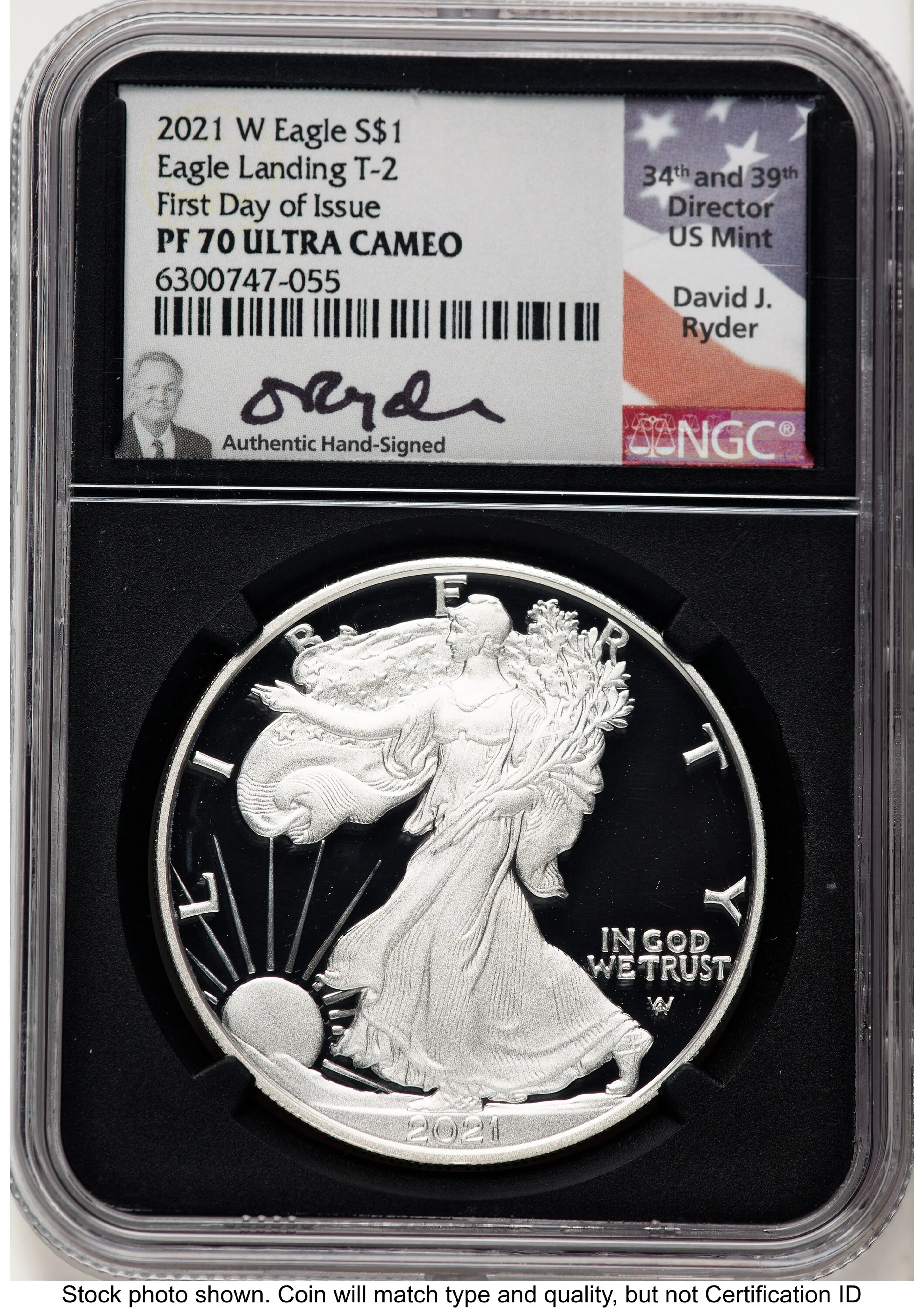 2021-W TY2 Proof Silver Eagle 1 oz FDI David Ryder Blk Core