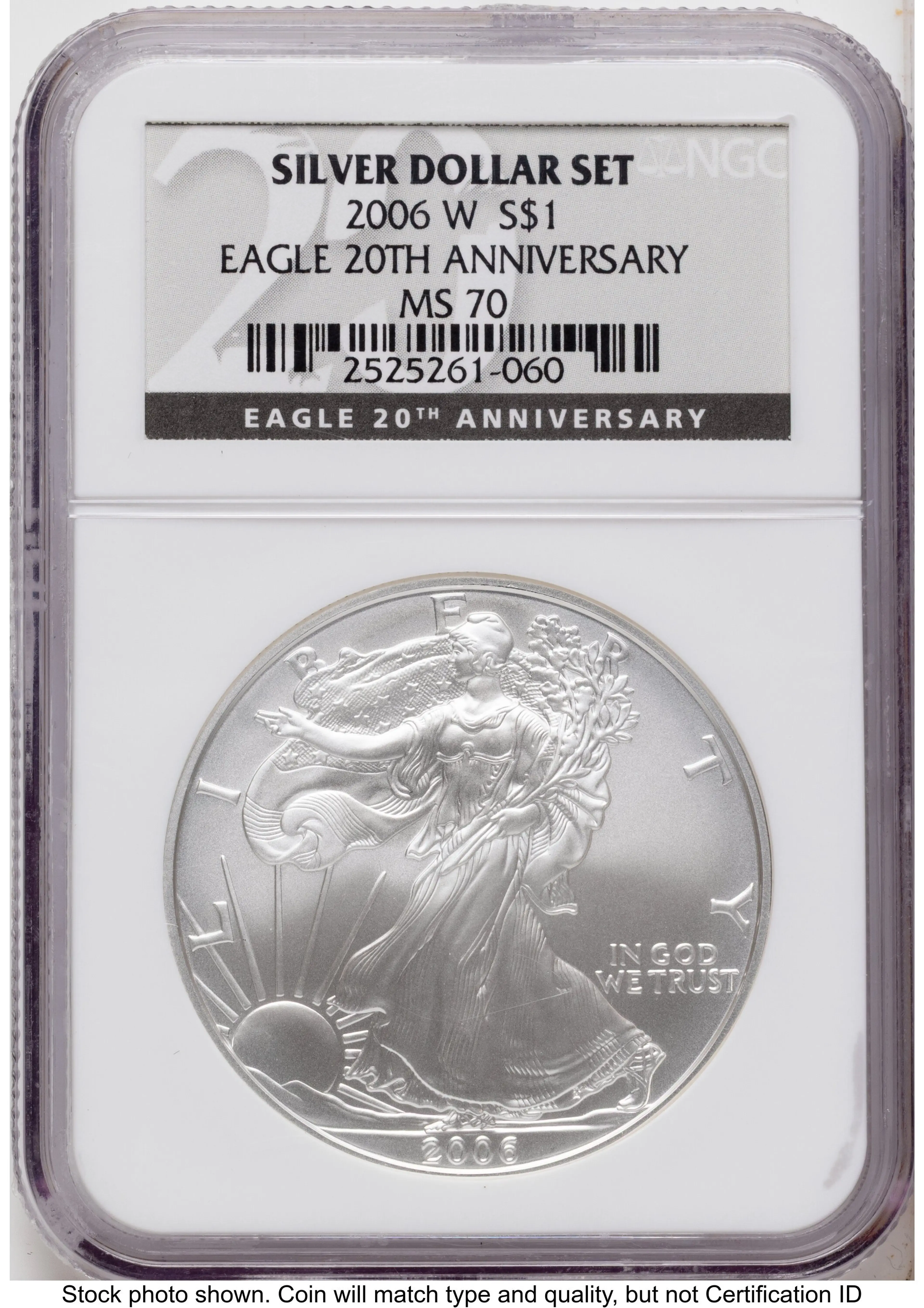 2006 3 Coin 20th Anniversary Silver Eagle Set 20th Anniversary Silver Dollar Set Label