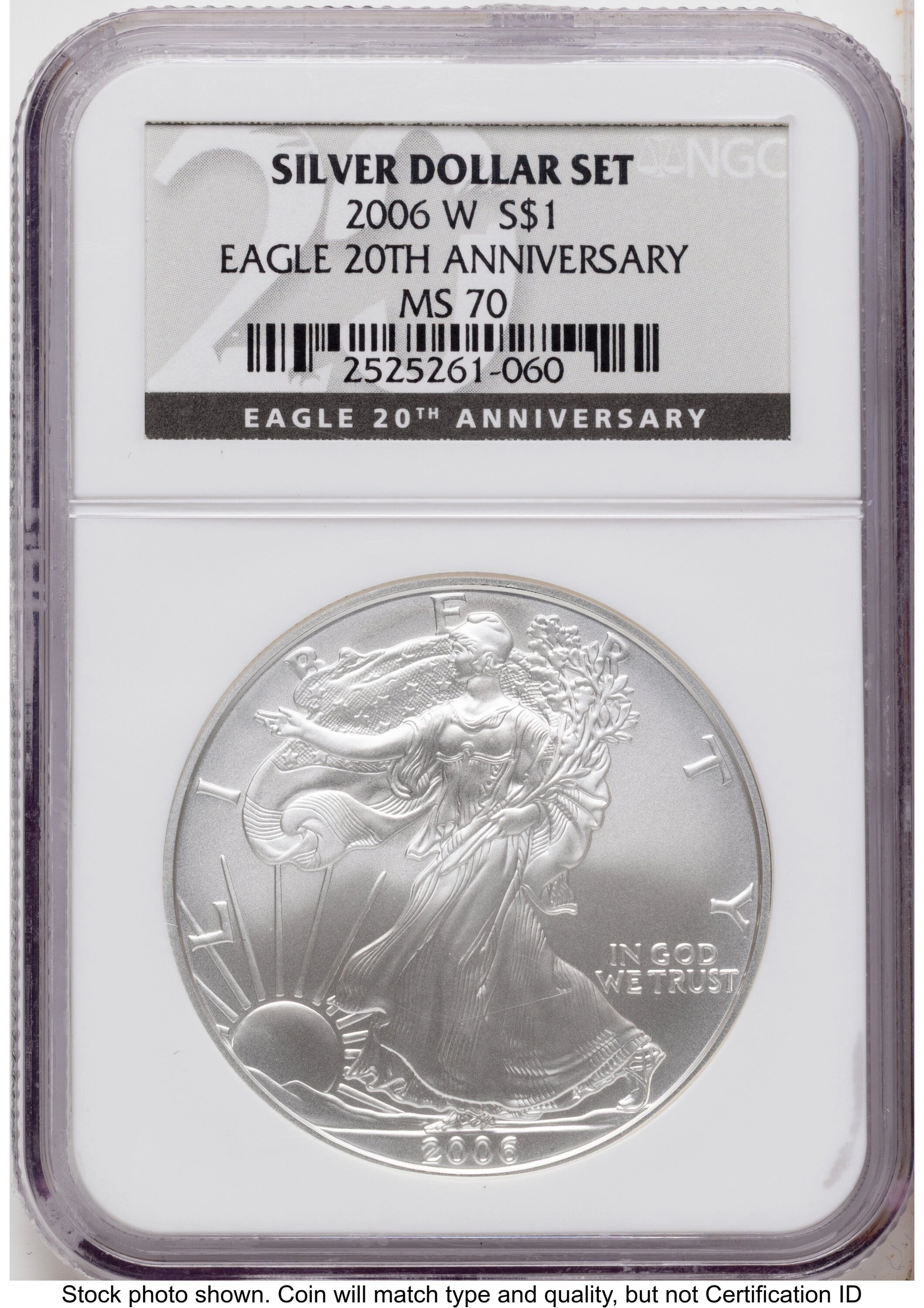 2006 3 Coin 20th Anniversary Silver Eagle Set 20th Anniversary Silver Dollar Set Label