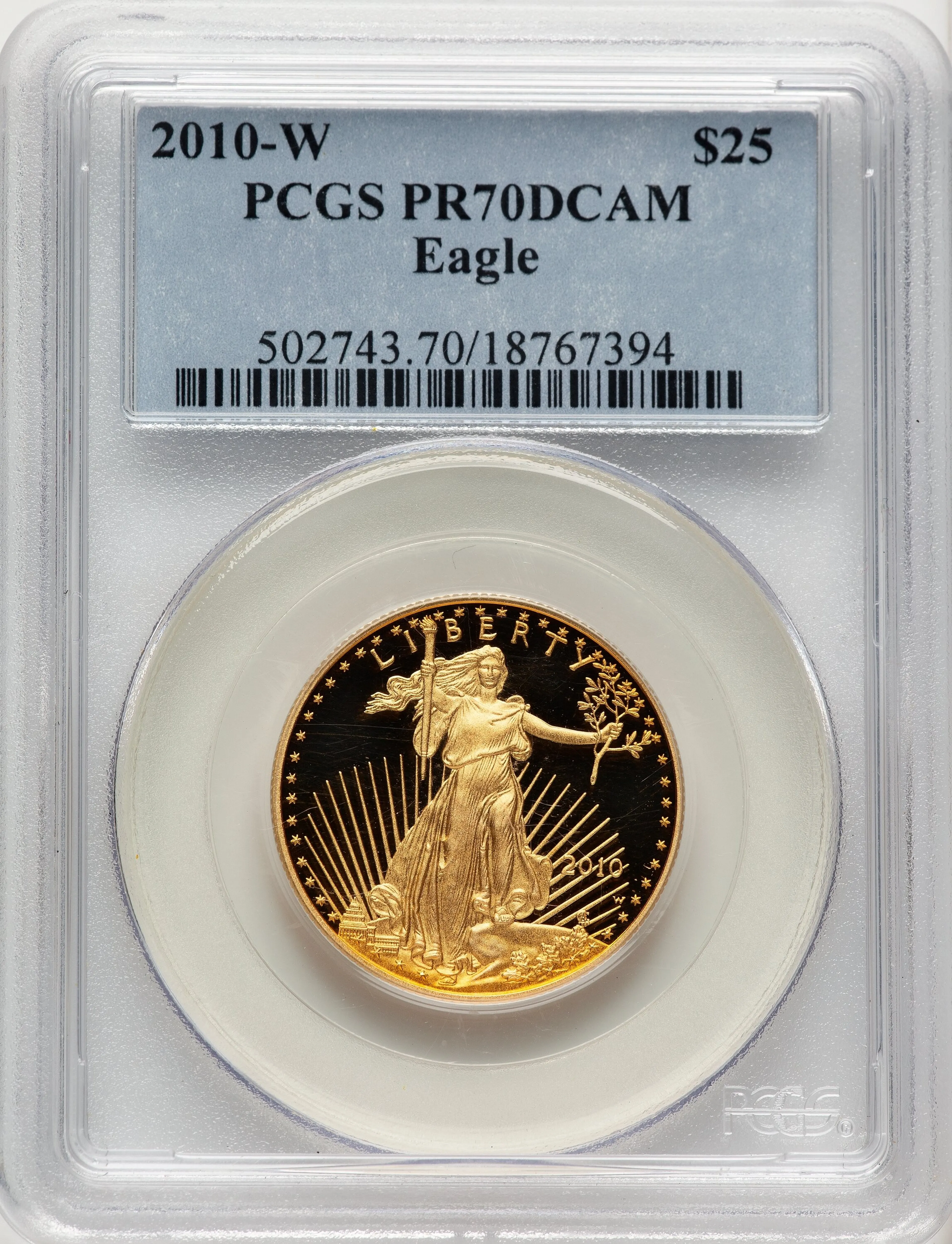 2010-W Proof Gold Eagle 1/2 oz Blue Label - Image 1