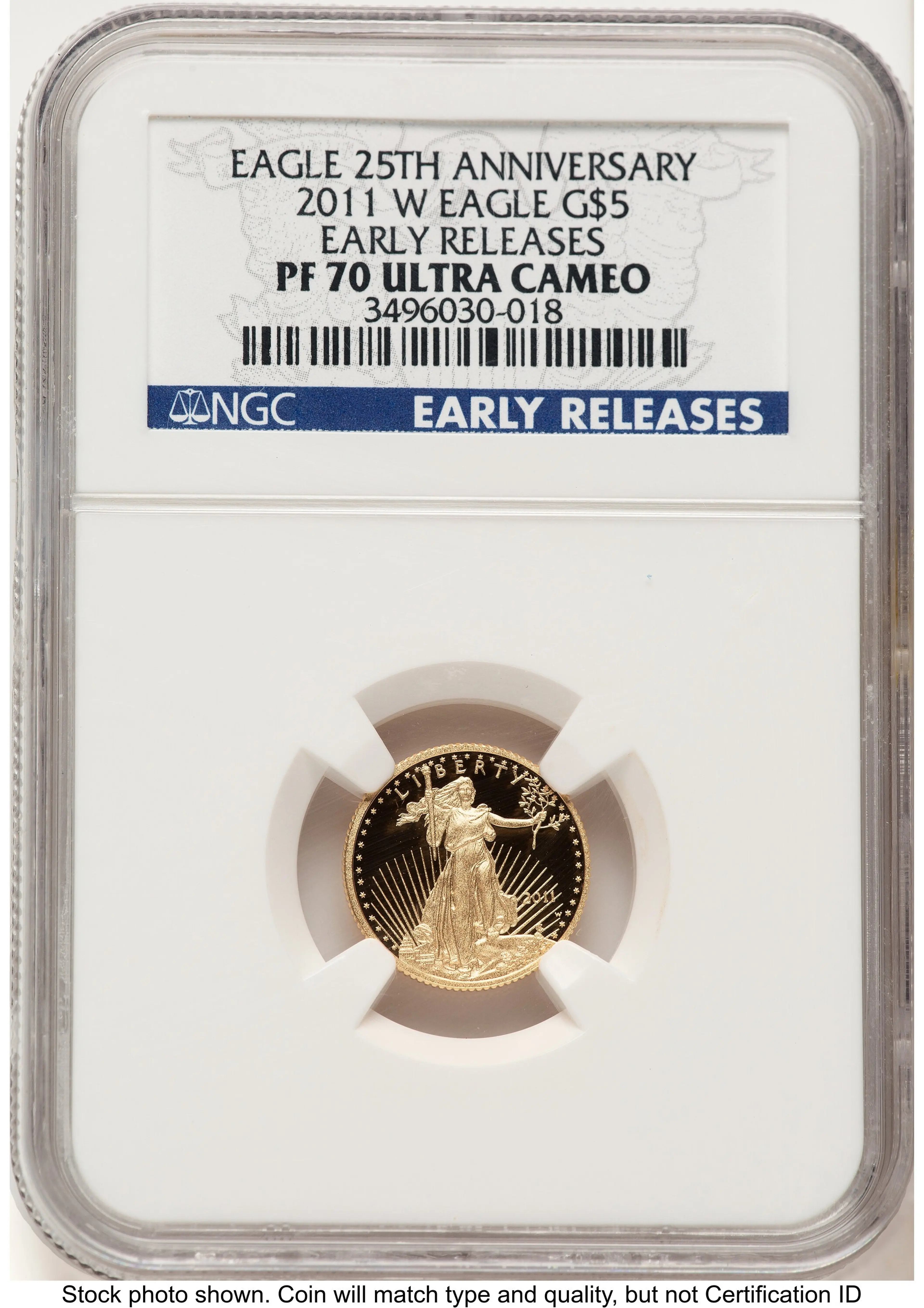 2011-W Proof Gold Eagle 1/10 oz ER Blue