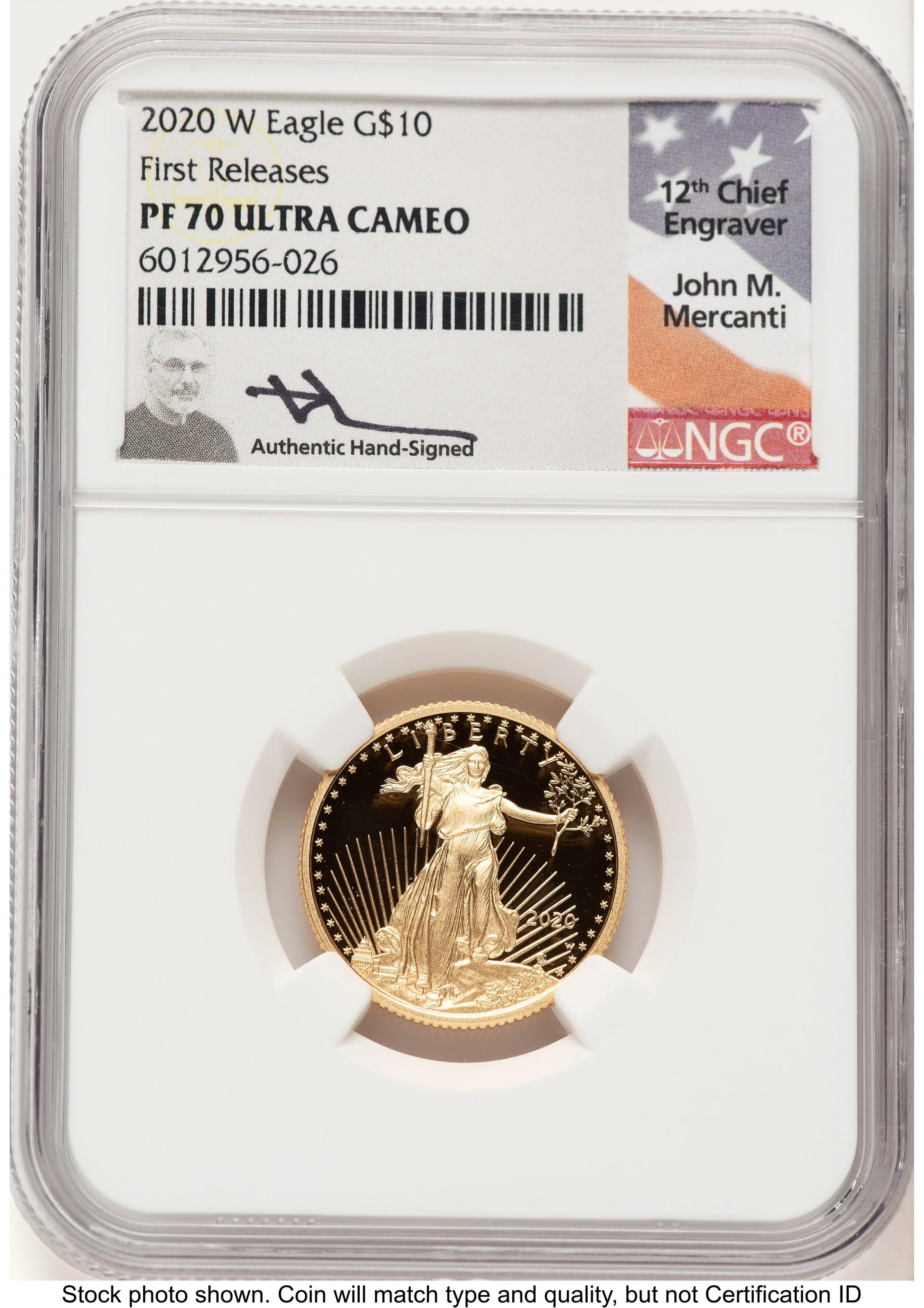 2020-W Proof Gold Eagle 1/4 oz FR John Mercanti