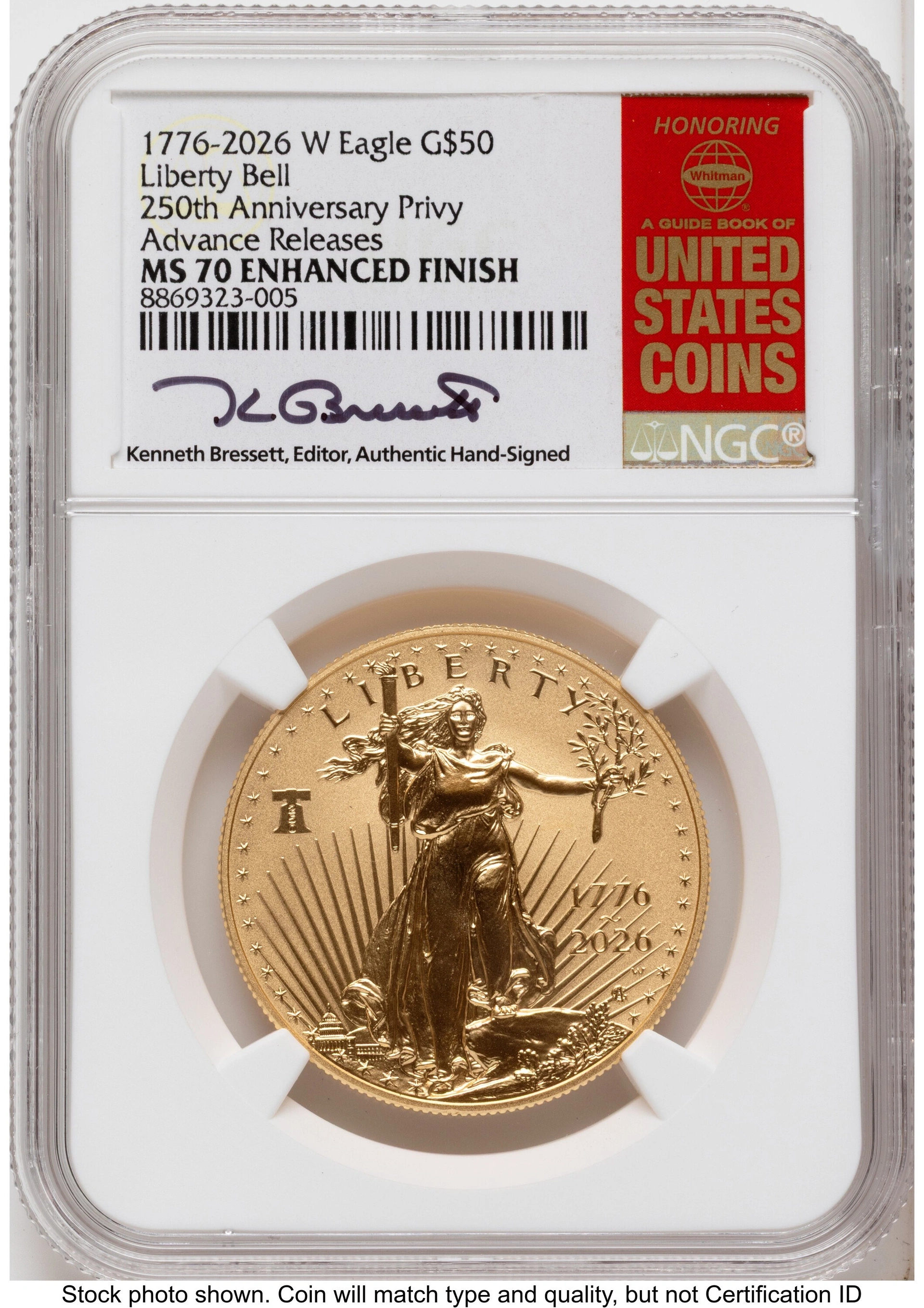 2026-W Enhanced Gold Eagle 1 oz AR Kenneth Bressett Red Book