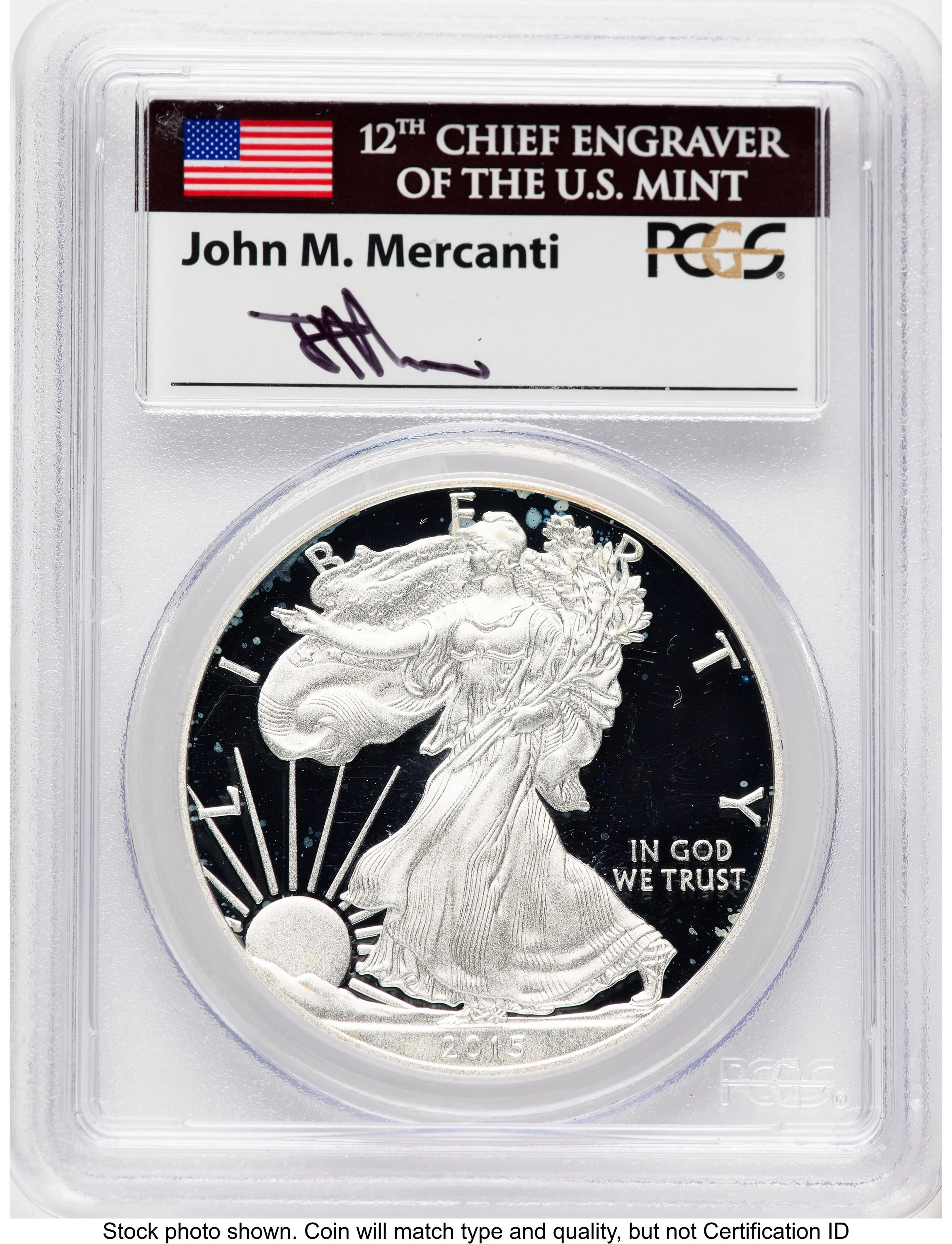 2015-W Proof Silver Eagle 1 oz John Mercanti - Image 1