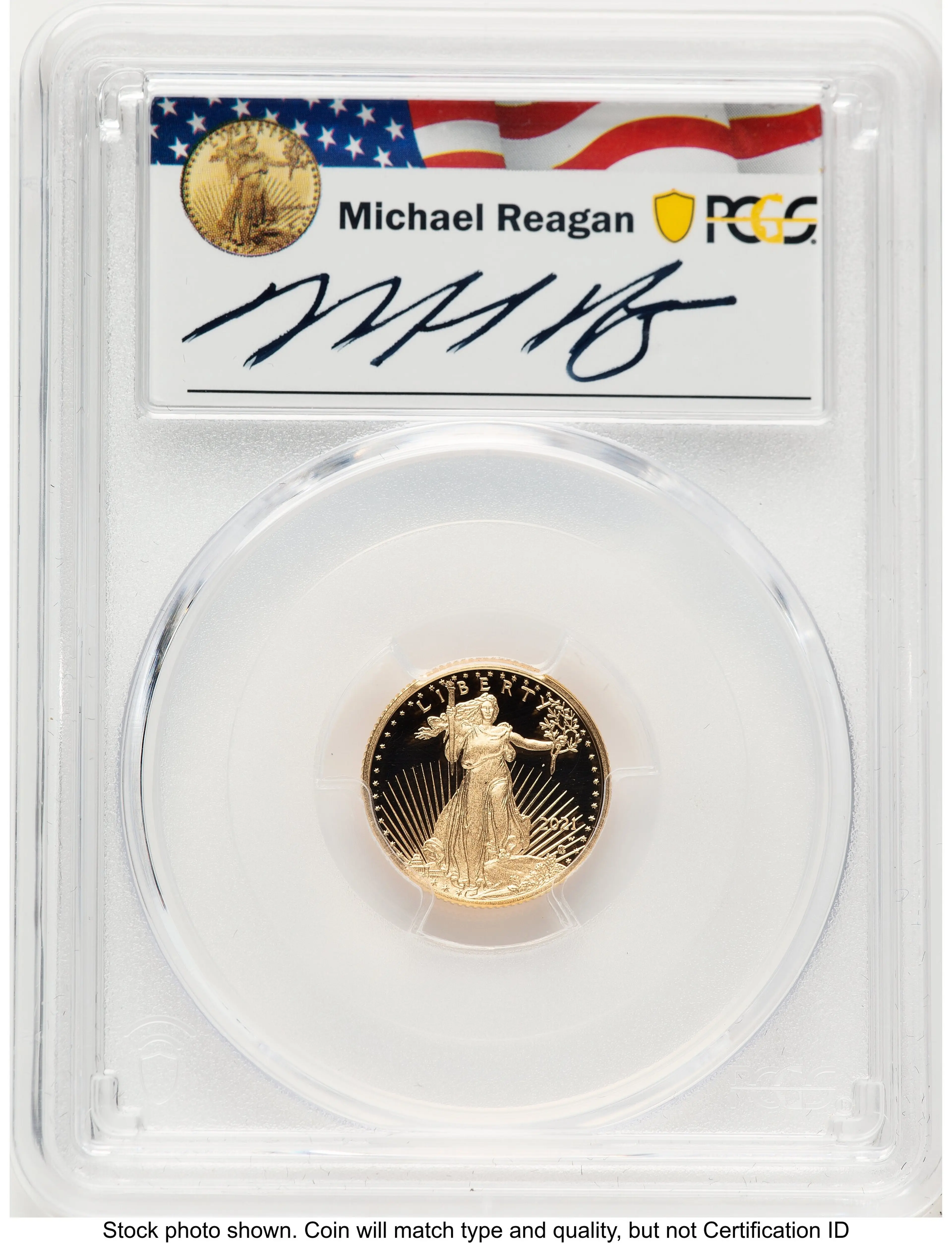 2021-W Type 2 Proof Gold Eagle 1/10 oz FDI Reagan Legacy Series Michael Reagan