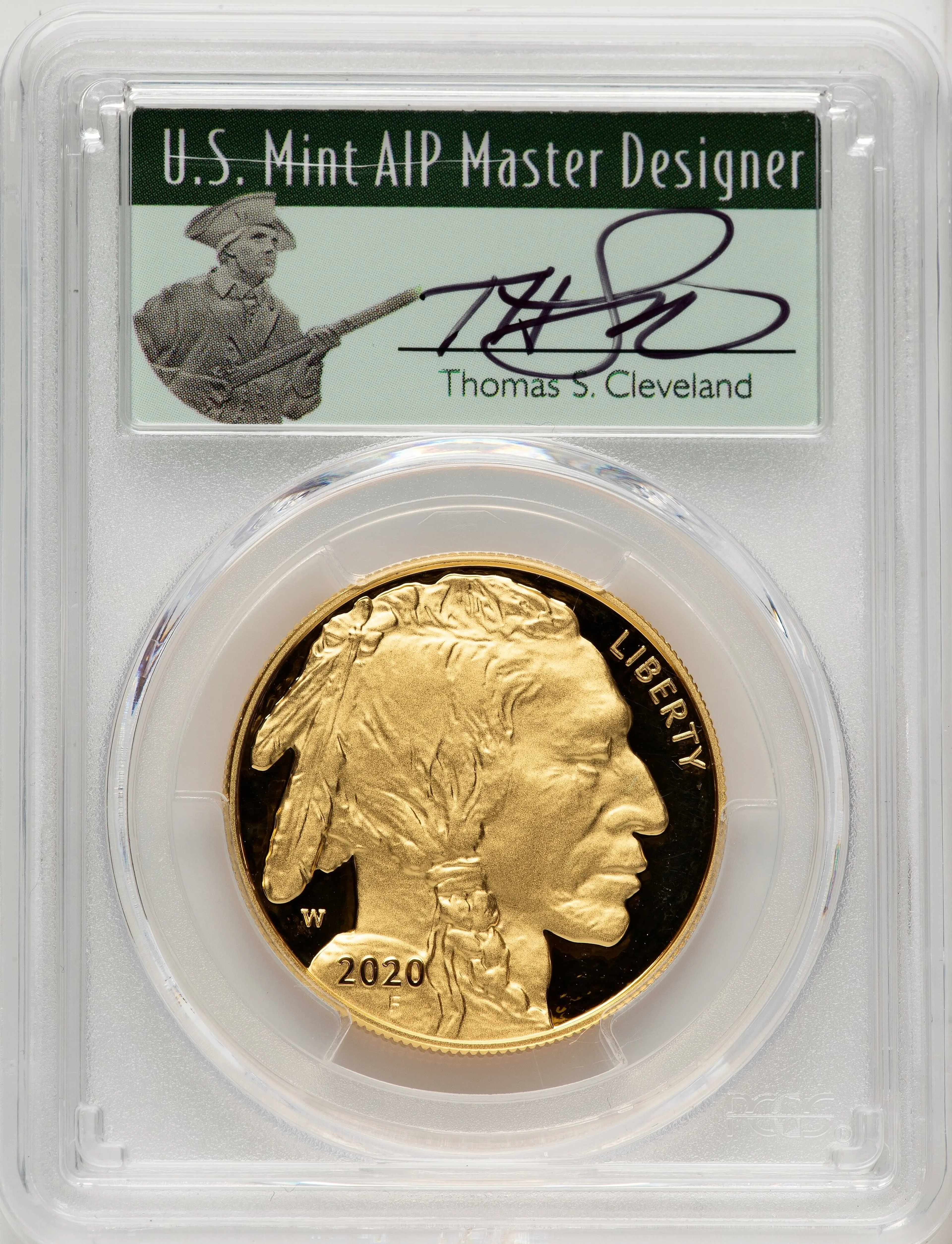 2020-W Proof Gold Buffalo 1 oz FDI Thomas Cleveland Minuteman - Image 1