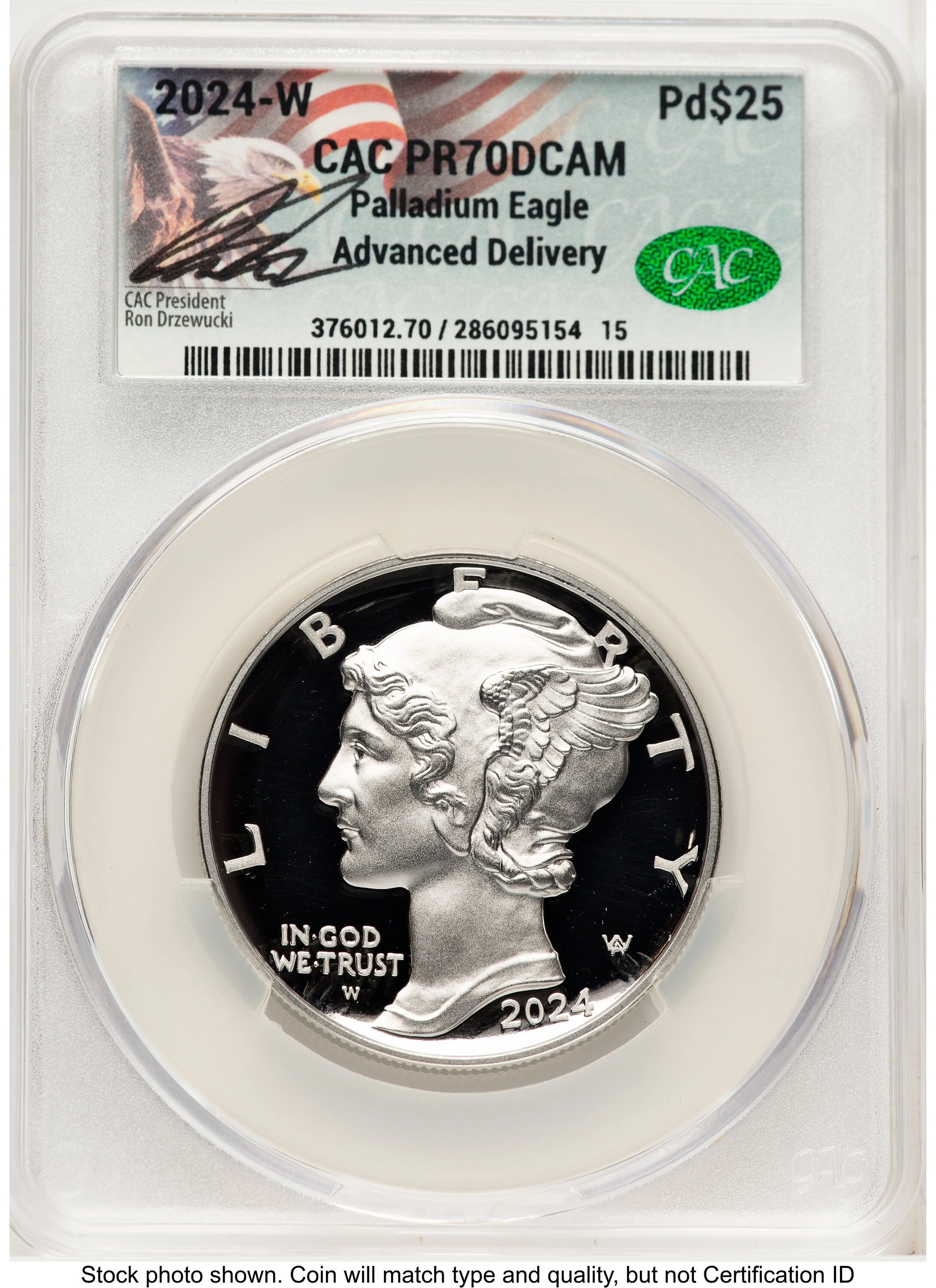 2024-W Palladium Eagle 1 oz, PR Advanced Delivery Ron Drzewucki