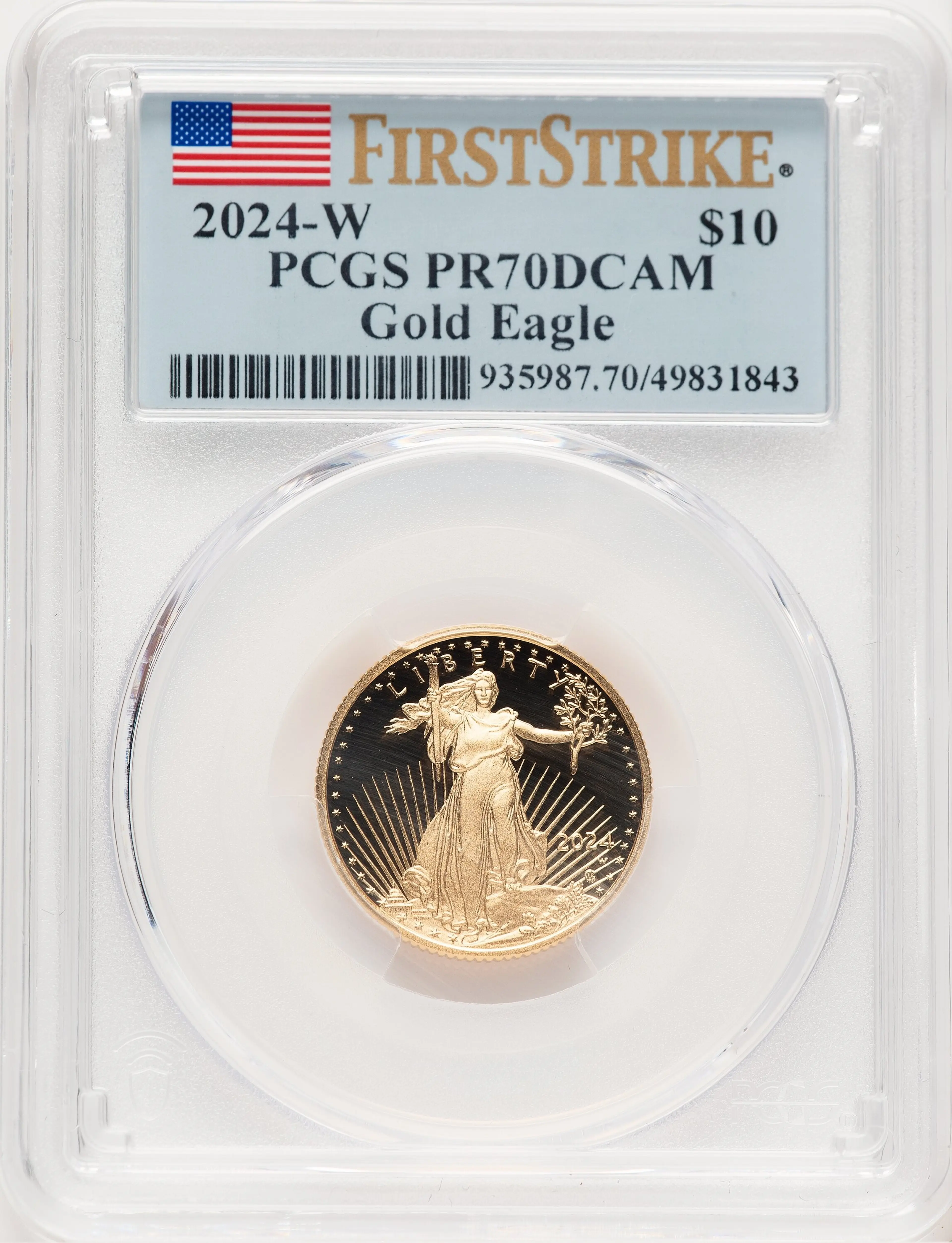 2024-W Proof Gold Eagle 1/4 oz FS Flag