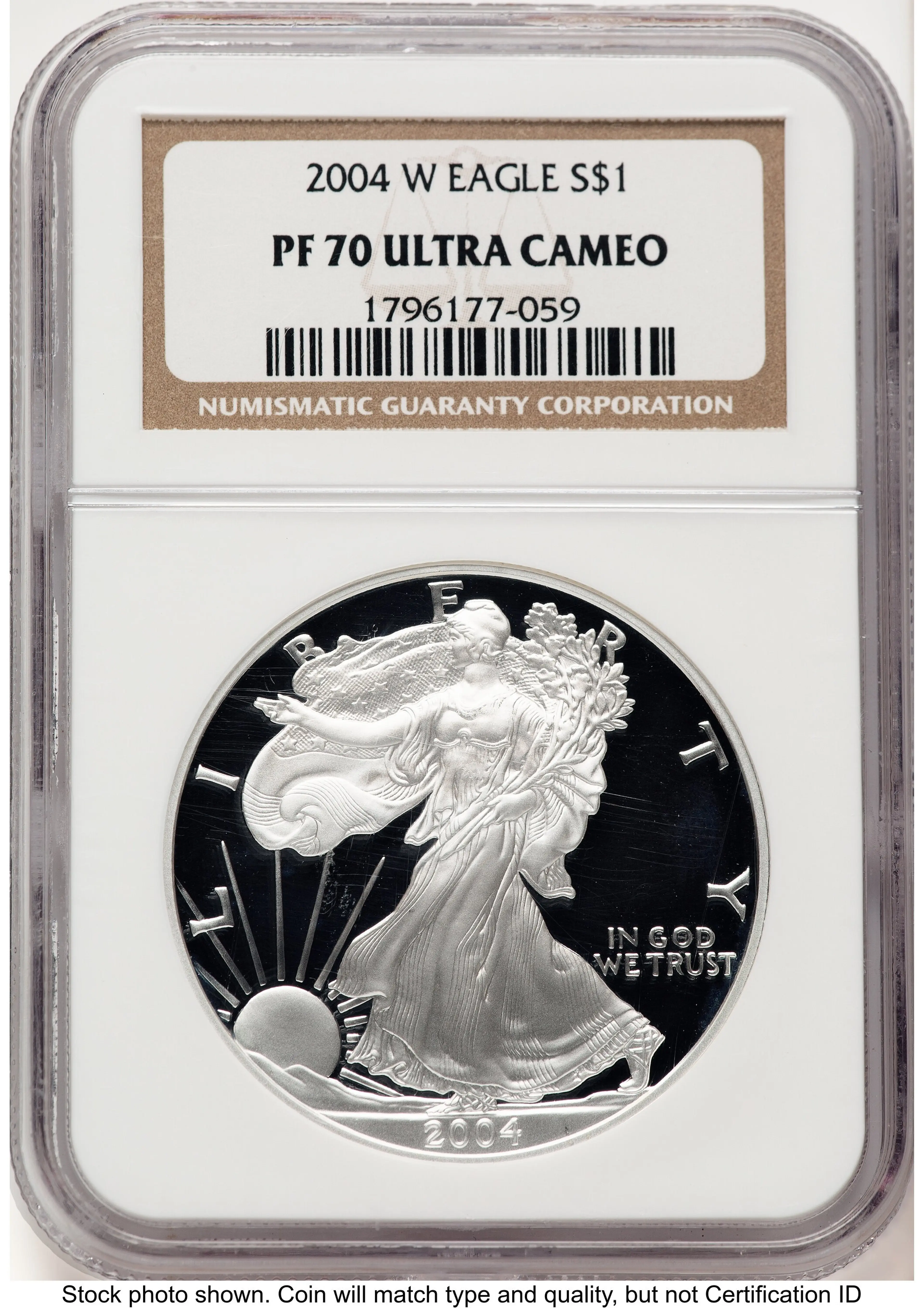 2004-W Proof Silver Eagle 1 oz Brown Label