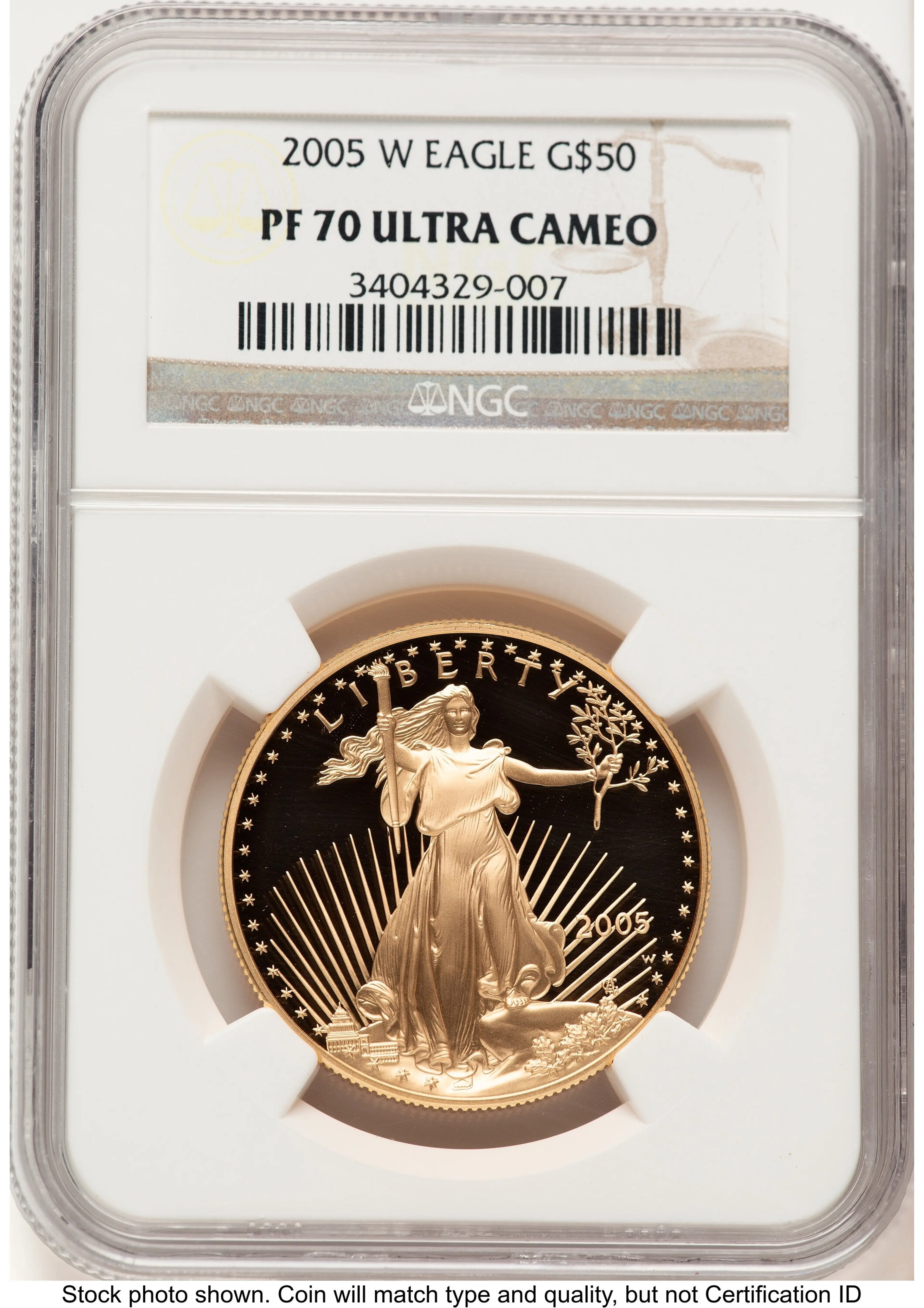 2005-W Proof Gold Eagle 1 oz Brown Label