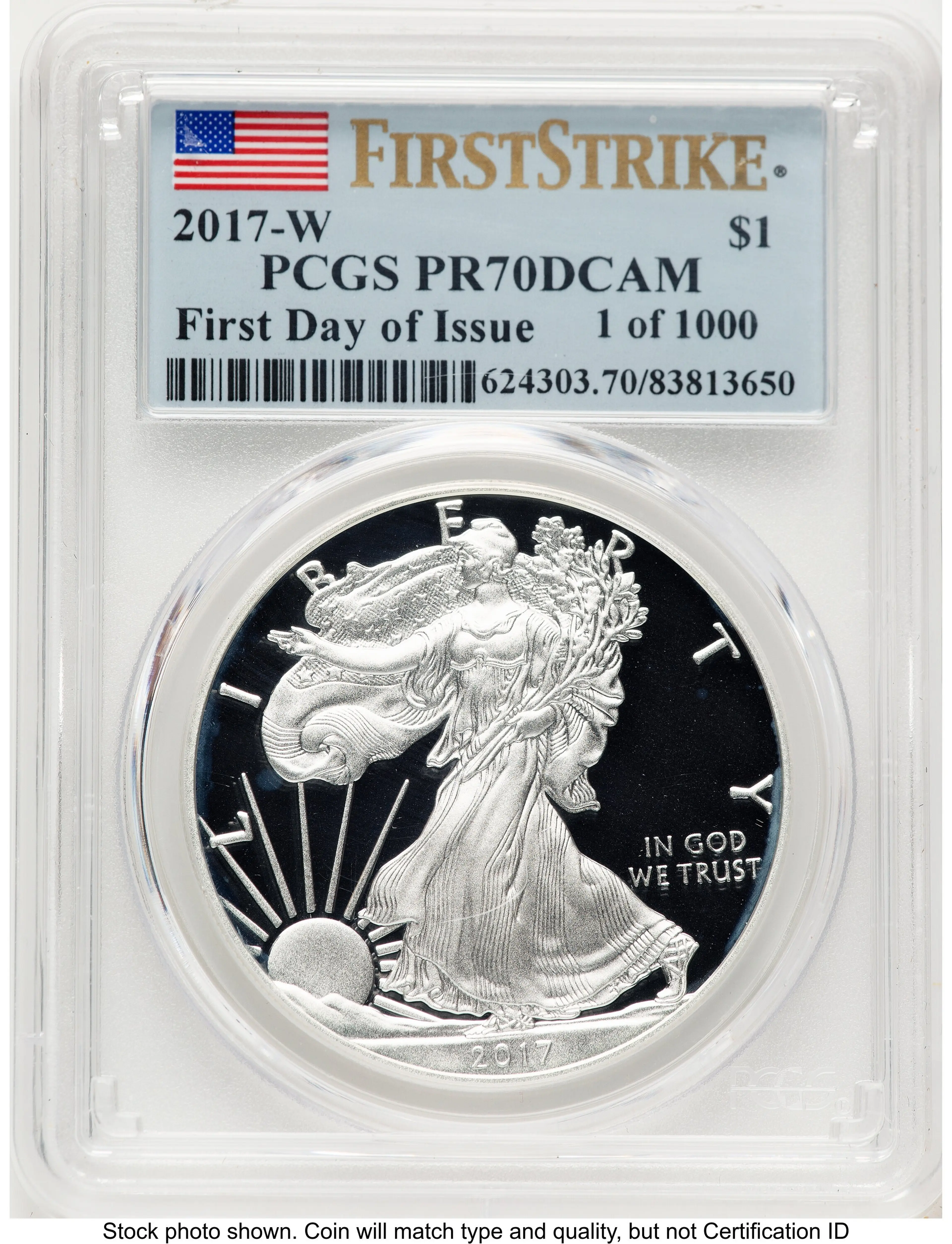 2017-W Proof Silver Eagle 1 oz FDI FS Flag